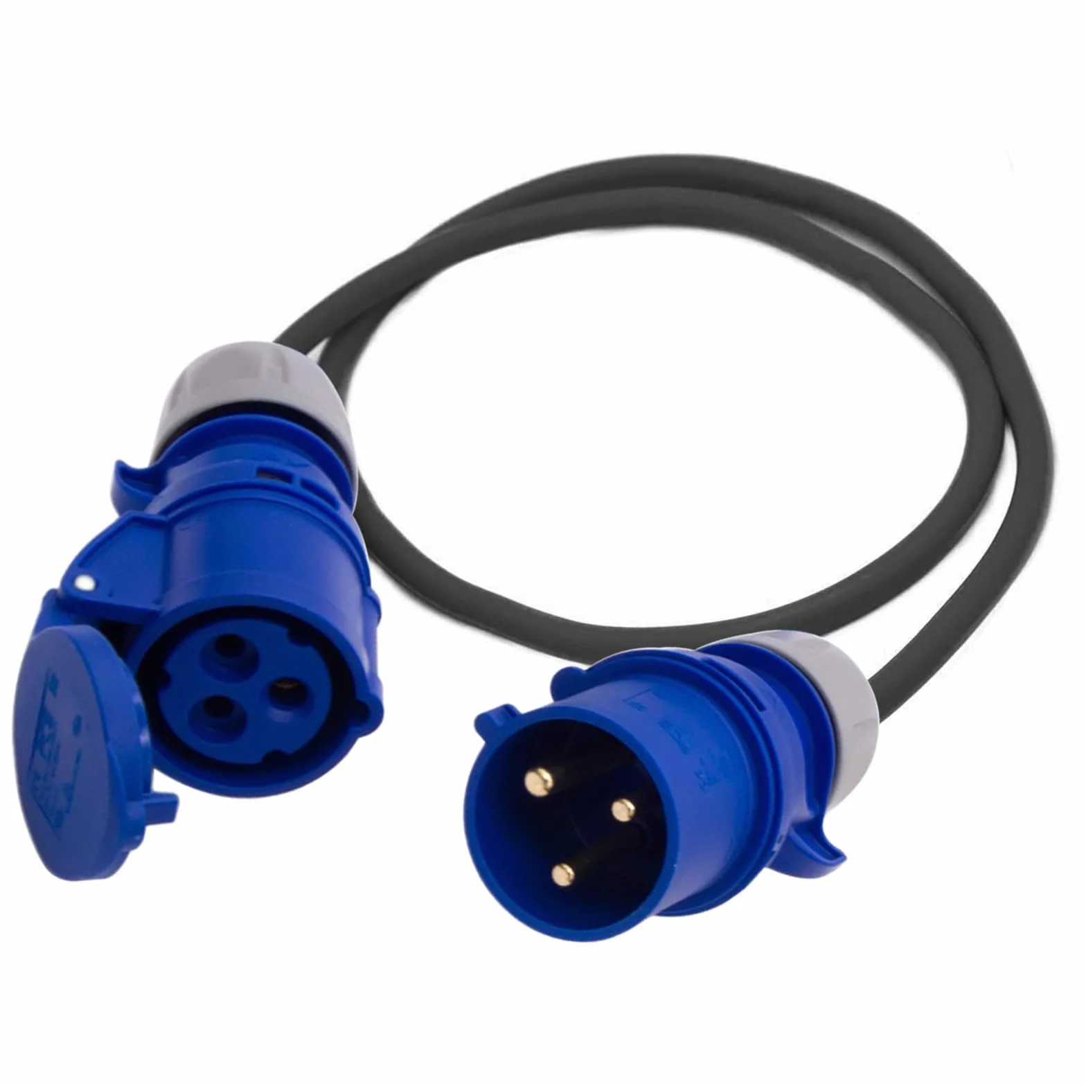 Adapter CEE 32 A na 16 A 3P, wtyczka 3G2.5 3P 32 A na 16 A niebieskie gniazdo CEE. 3x2.5mm2 konwerter przyłączeniowy kabel 230 V IP44, CEE adapter prądu (1 m)