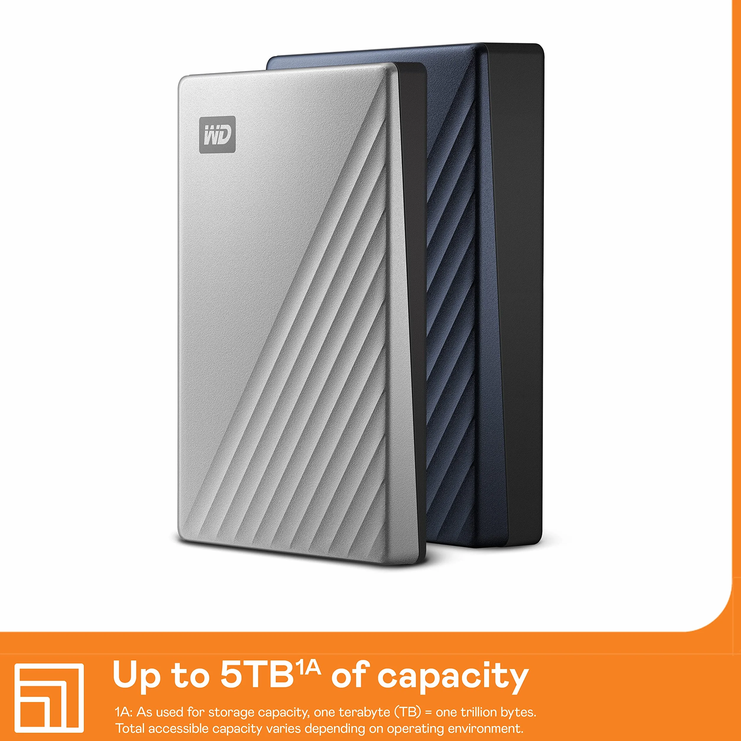 WD 2TB My Passport Ultra Portable HDD USB-C with software for device management, backup and password protection - Works with PC, Xbox X, Xbox S, PS4 and PS5 - Silver