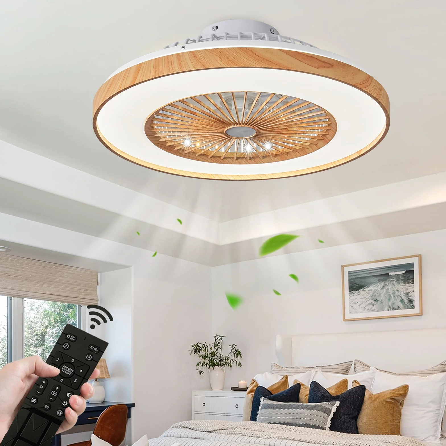 Żyrandol Wentylator Sufitowy Led Ściemnialny Wentylator Do Drewna Ze Światłem 6 Prędkości Odwracalny Silnik Prądu Stałego Cichy Wentylator Sufitowy Ze Światłem Do Salonu Sypialnia Jadalnia