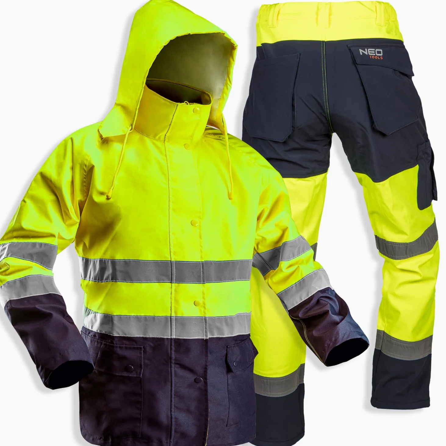 NEO TOOLS Kurtka ostrzegawcza z paskami odblaskowymi EN ISO 20471 kurtka ostrzegawcza, pomarańczowa, neonowa, żółta, kurtka robocza, ochrona ostrzegawcza, S-3XL