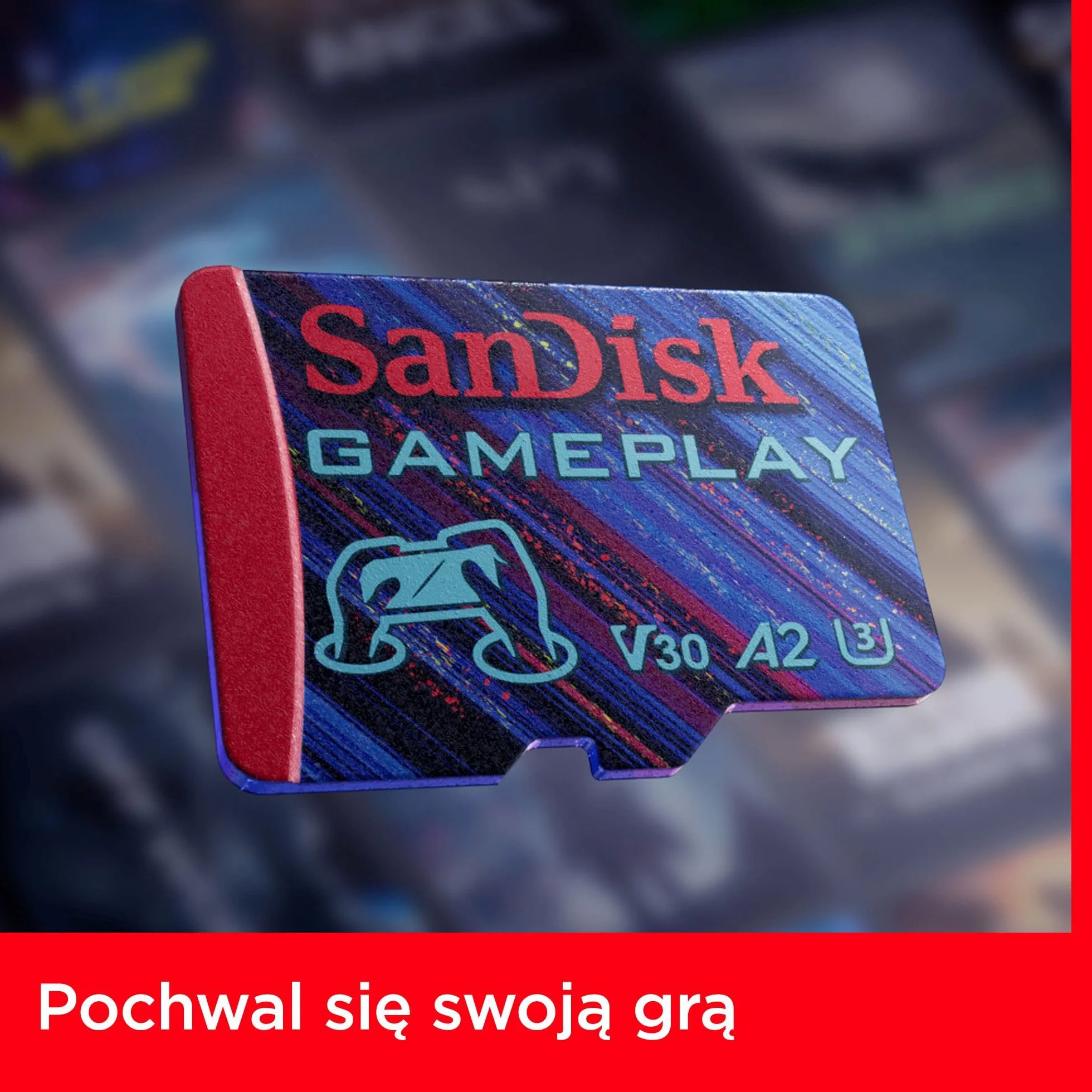 SanDisk Karta micro SD do rozgrywki 512 GB do mobilnych/przenośnych konsol do gier, do 190 MB/s, do bardziej wymagających gier, AAA-/3D-/VR-Grafik, 4K-UHD-Videos, A2, V30, U3