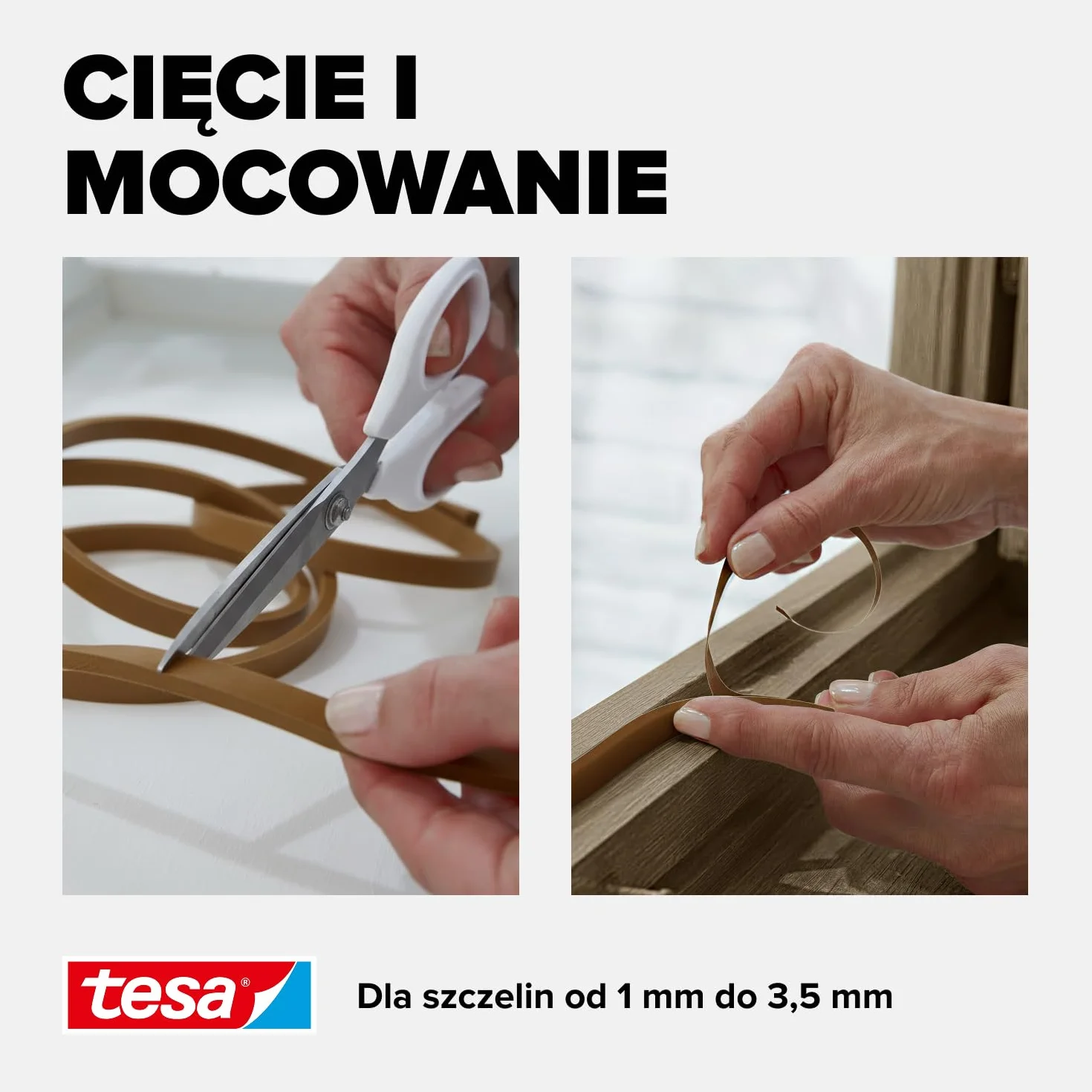 tesa INSULATION S taśma uszczelniająca - Samoprzylepna gumowa uszczelka do izolacji szczelin w oknach i drzwiach - Brązowa - 25 m x 9 mm x 4 mm
