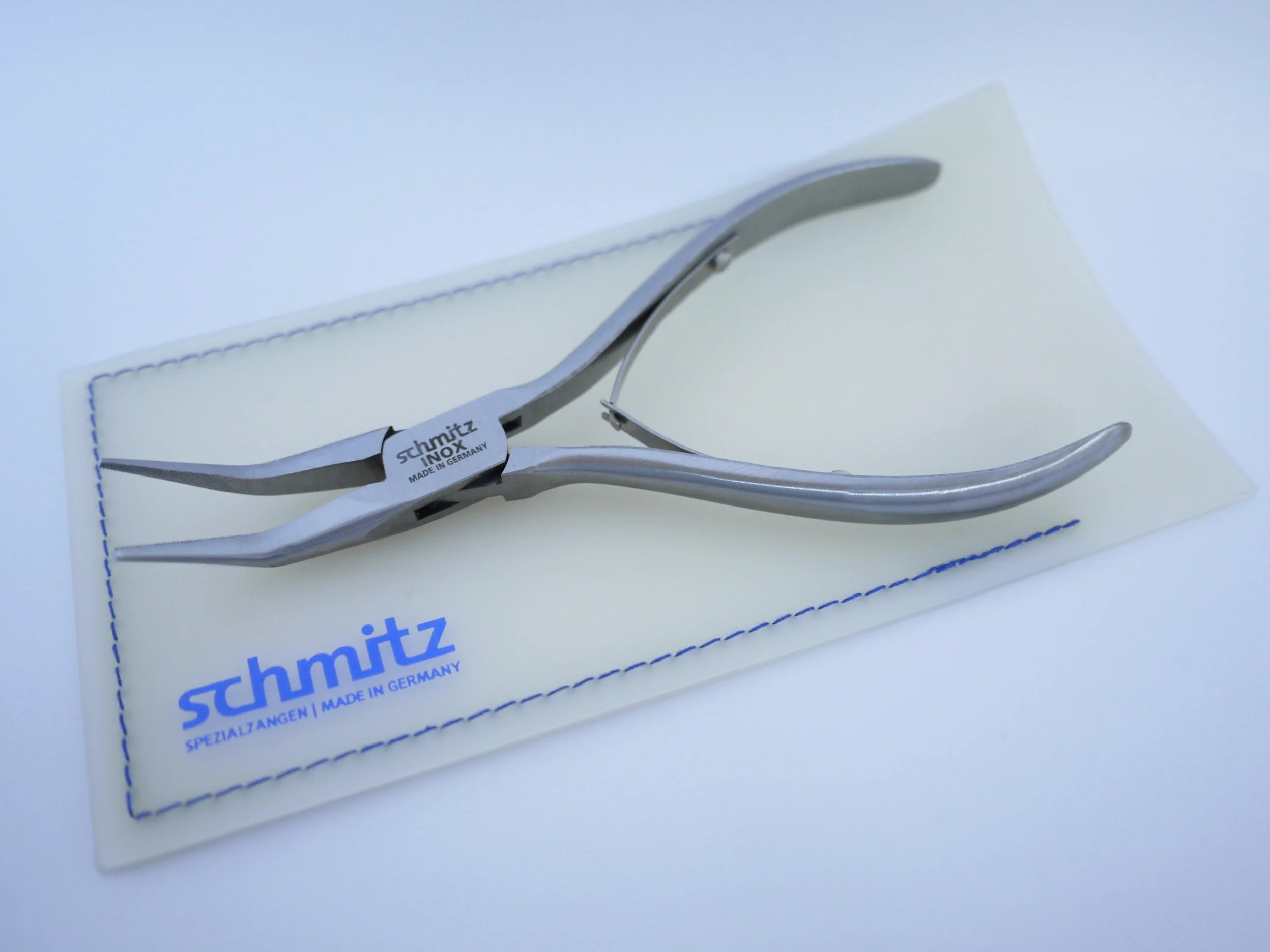 INOX Szczypce ze zwężonymi końcówkami 145 mm | Schmitz 4414FP00RF | wygięte, długie szczęki z uzębieniem | Przesuwany przegub szczypiec dla profesjonalistów | INOX - nierdzewne | Made in Germany - Solingen