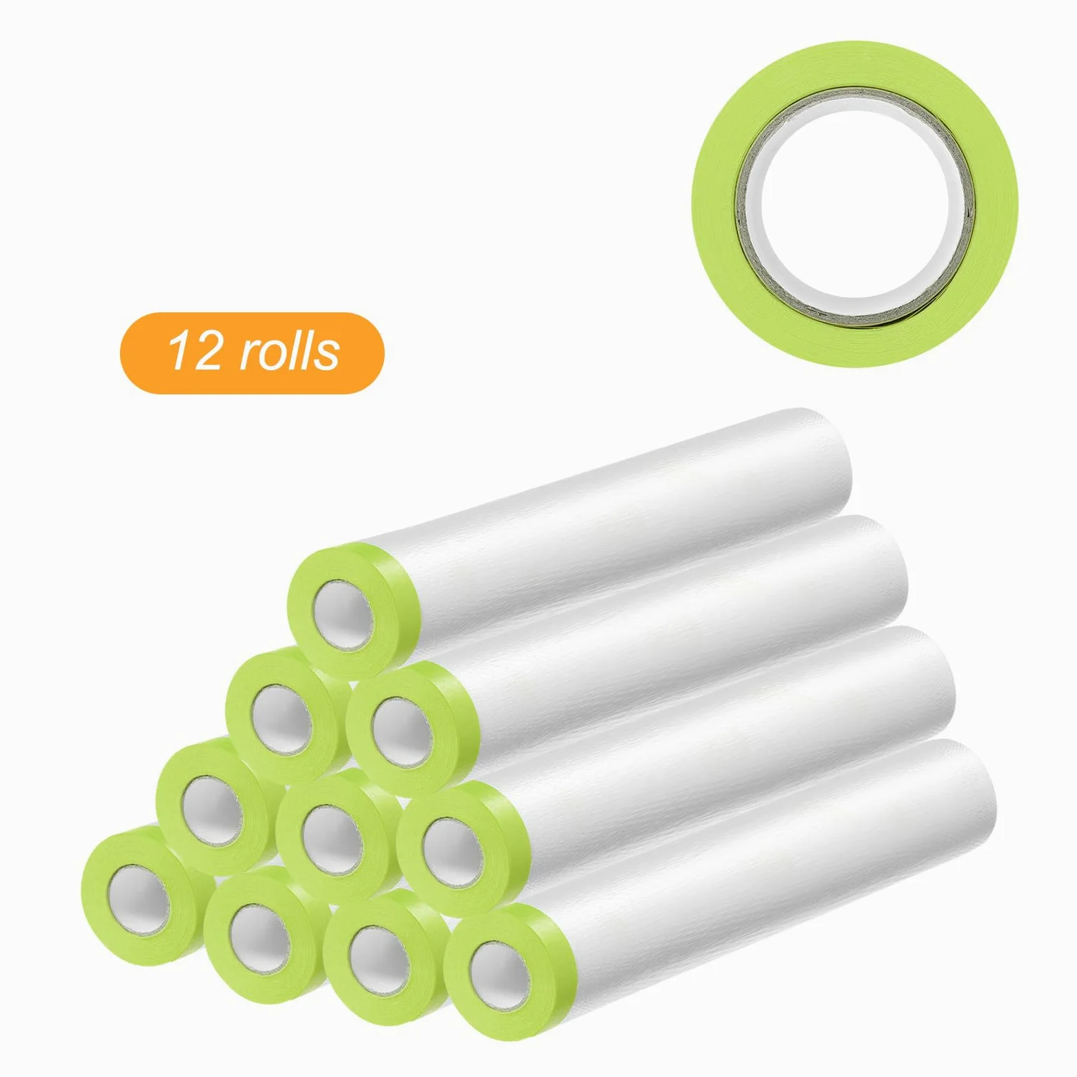 QUARKZMAN 12 rolek wstępnie samoprzylepnej folii maskującej 94,5" x 65,6 ft plastikowa taśma malarska i plandeka z taśmą ochronną do lakieru samochodowego, zielona
