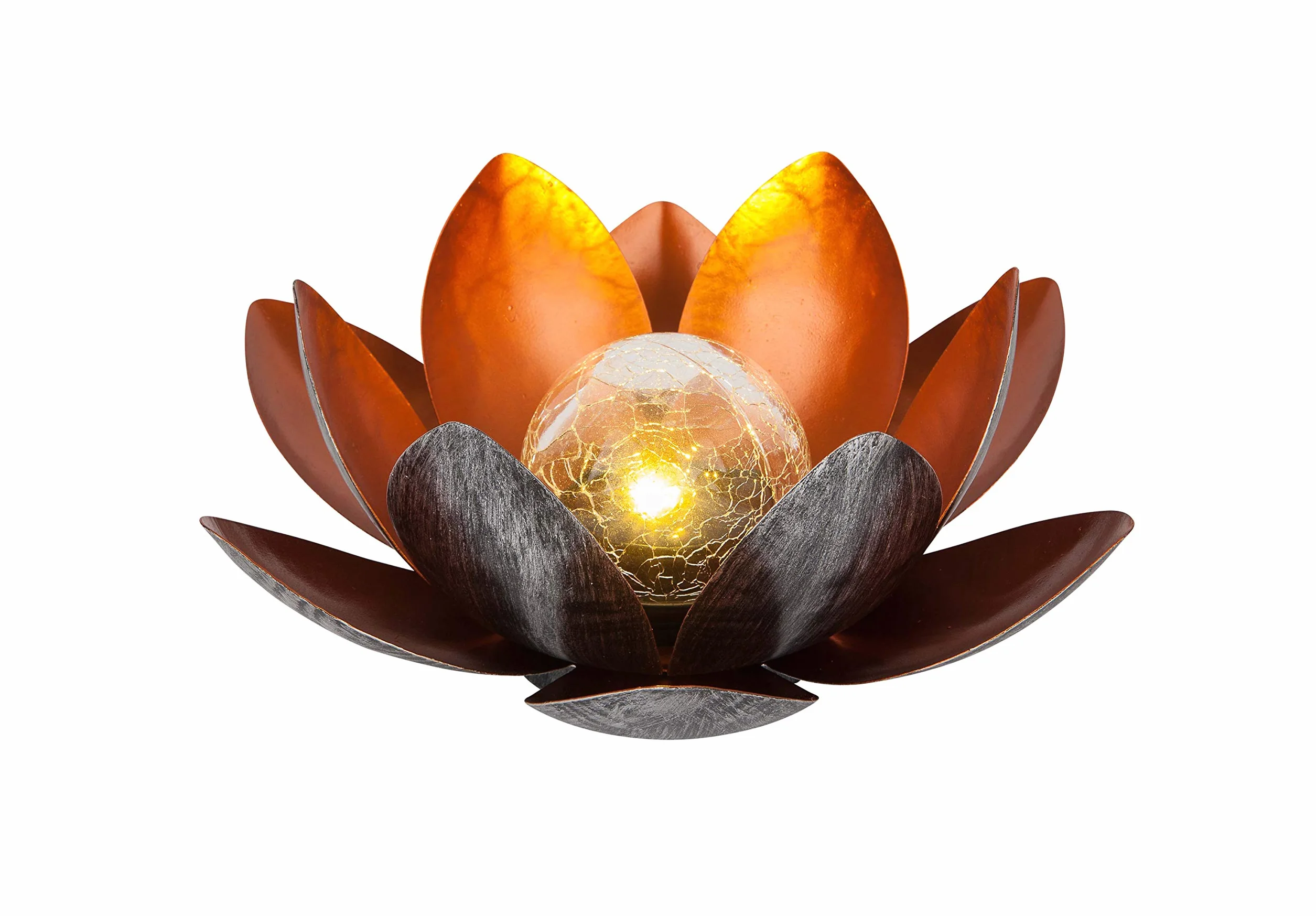 Dehner Lampa solarna Lotus, Ø 27,5 cm, wysokość 12 cm, metal, srebrna/czerwona