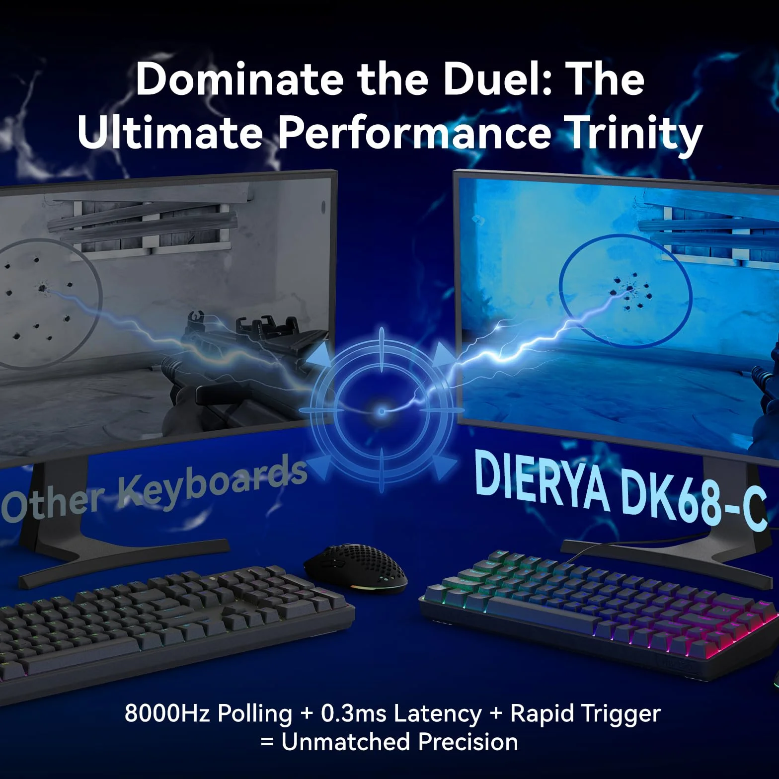 Dierya DK68C HE Rapid Trigger mechaniczna klawiatura gamingowa magnetyczna RGB USB-C 68 klawiszy N-Key