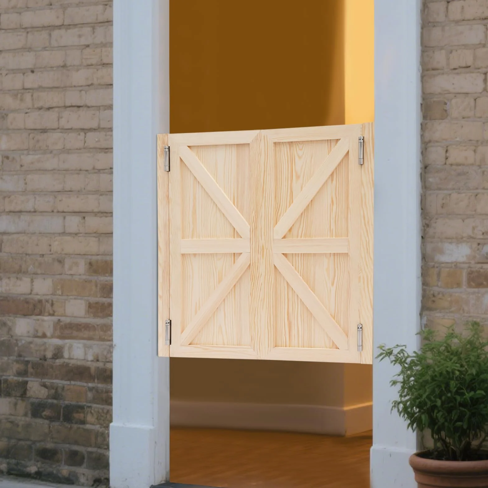 Drzwi wahadłowe Pendeltür Saloontür Drzwi wahadłowe Drewno Drewniane drzwi wewnętrzne Drzwi lamelowe Sliding Door Podwójne drzwi z drewna sosnowego z symetrycznym wzorem, odpowiednie do wejścia