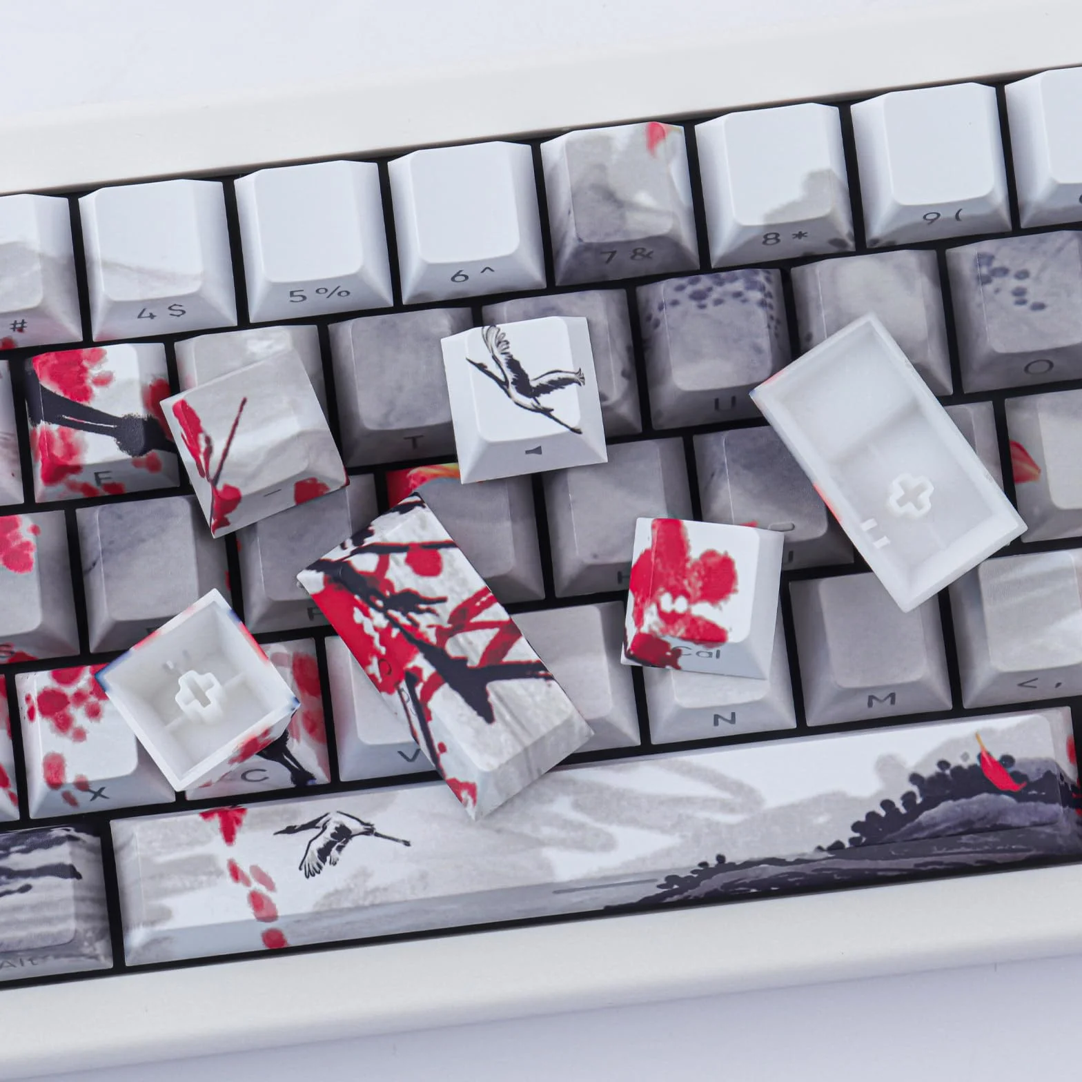 Nasadki klawiszy PBT 135 klawiszy zestaw z nadrukiem bocznym podwójny prześwit profil Cherry do klawiatur mechanicznych Cherry MX