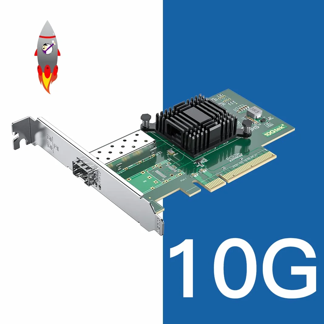 HiFiber 10G Ethernet karta sieciowa, SFP+ NIC, 10GbE CNA, funkcjonalnie kompatybilna z X520-DA1, kontrolerem Intel 82599EN, obsługa Windows Server/Linux/VMware (nie obsługuje MAC)