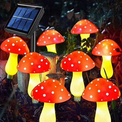 Solarna lampa ogrodowa, 8 trybów oświetlenia, wodoodporne ozdoby do ogrodu, trawnika, ścieżki, krajobrazu, podwórka, ścieżki, dekoracja ogrodzenia (czerwona 20)