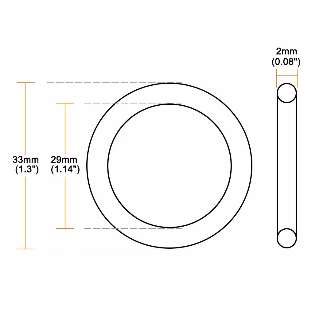 sourcing map 10 szt. Metryczne pierścienie z kauczuku nitrylowego O-ring uszczelka 33 mm AD 29 mm ID 2 mm szerokość
