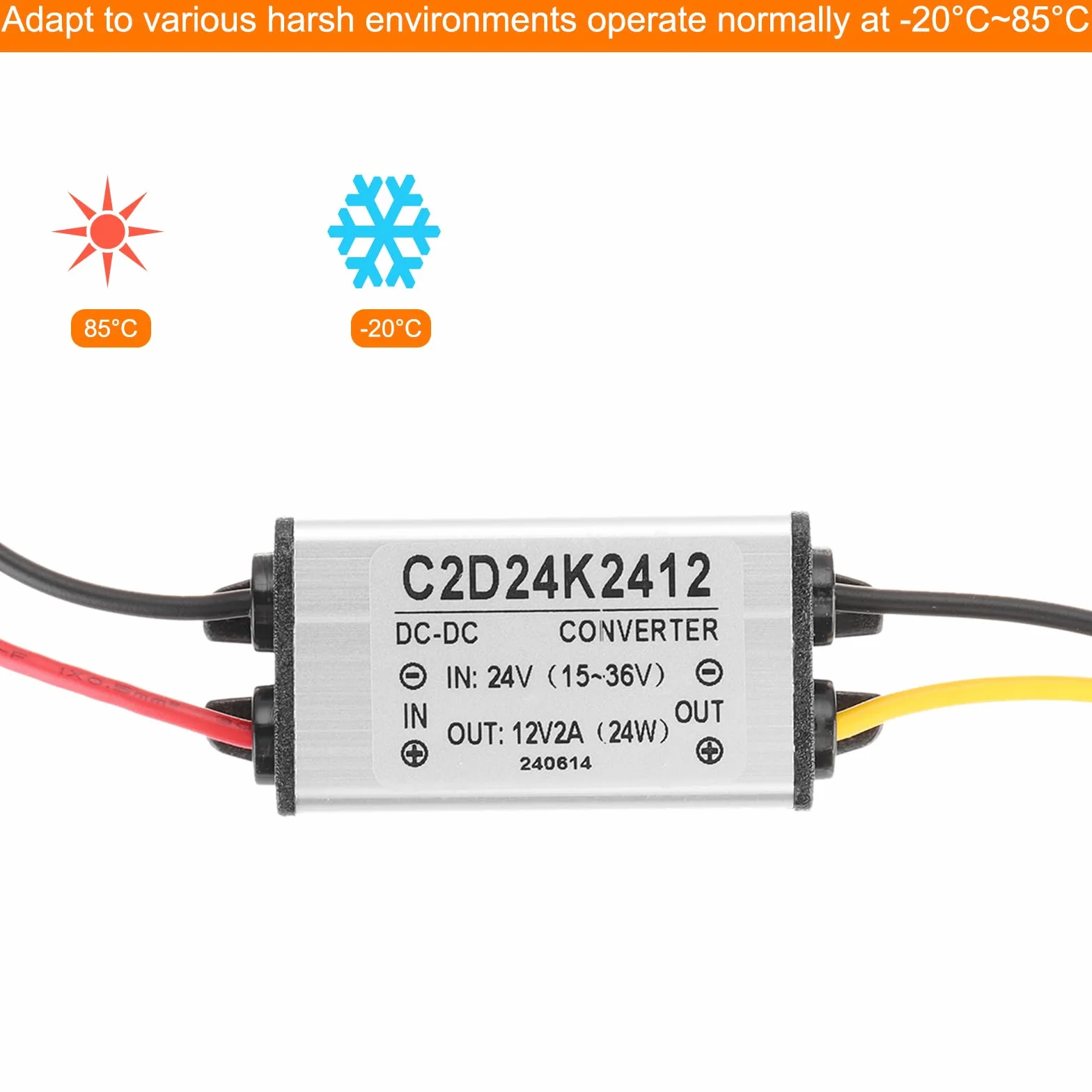 QUARKZMAN Konwerter mocy Dc 24V na DC 12 V 2A 24 W konwerter obniżania napięcia reduktor napięcia, wodoodporny transformator Ip68, moduł zasilający, adapter do samochodu