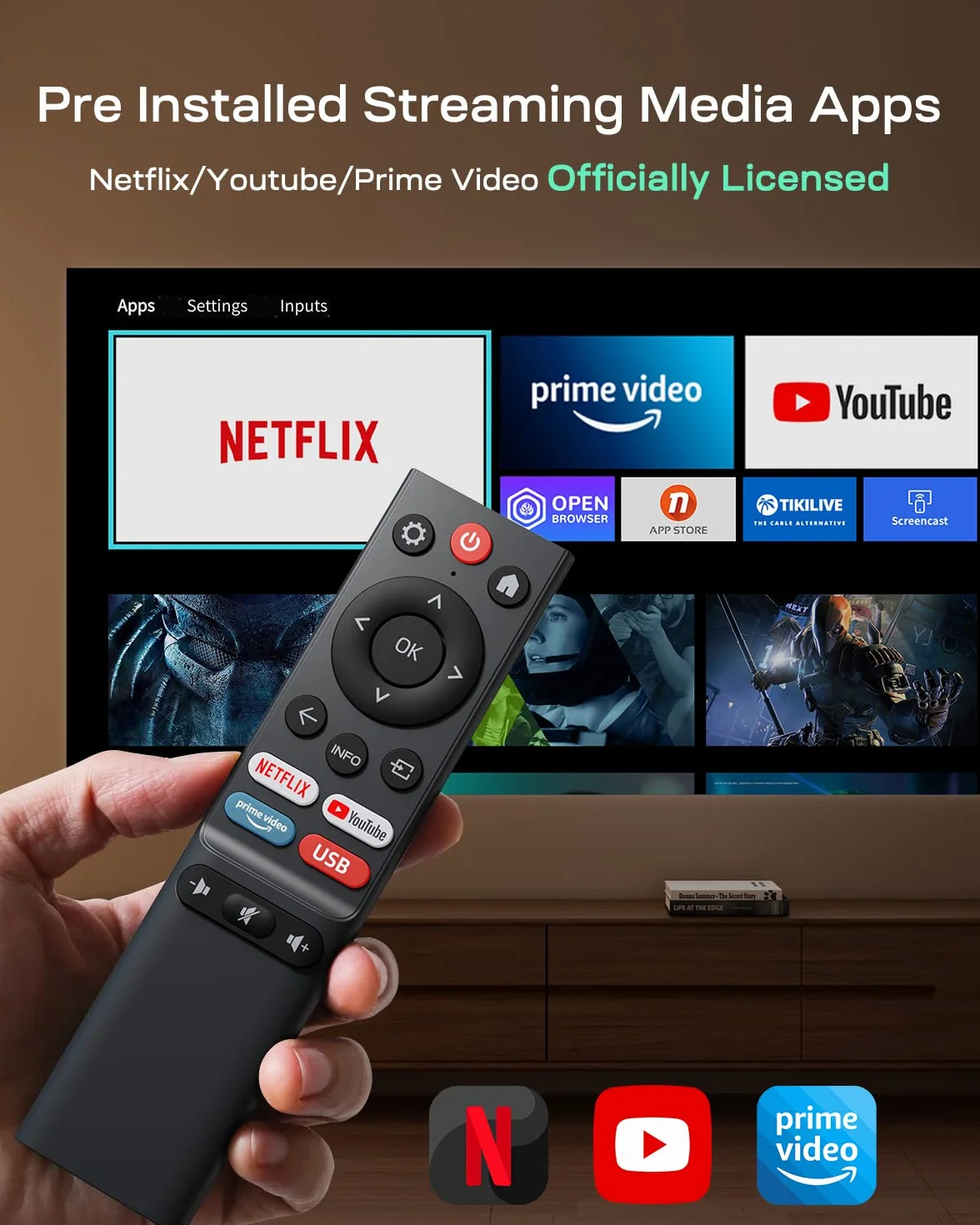 Yoton Y9 projektor Bluetooth WiFi 1080P 4K Full HD 450 ANSI HDMI USB Android