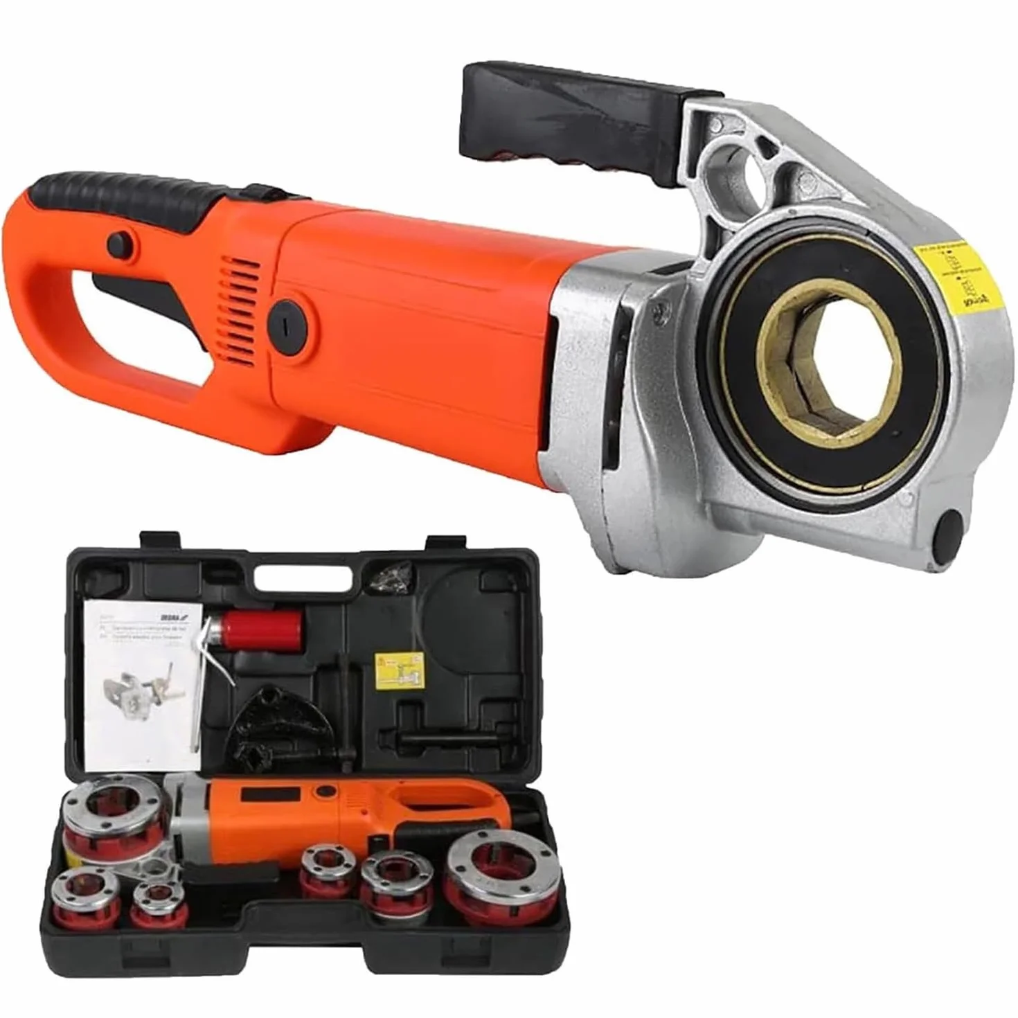 Elektryczna maszyna do gwintowania rur, ręczny zestaw gwintowania rur 2000 W, z 6 matrycami (1/5.1 cm-5.1 cm), przenośne elektronarzędzia dla hydraulików i zastosowań przemysłowych