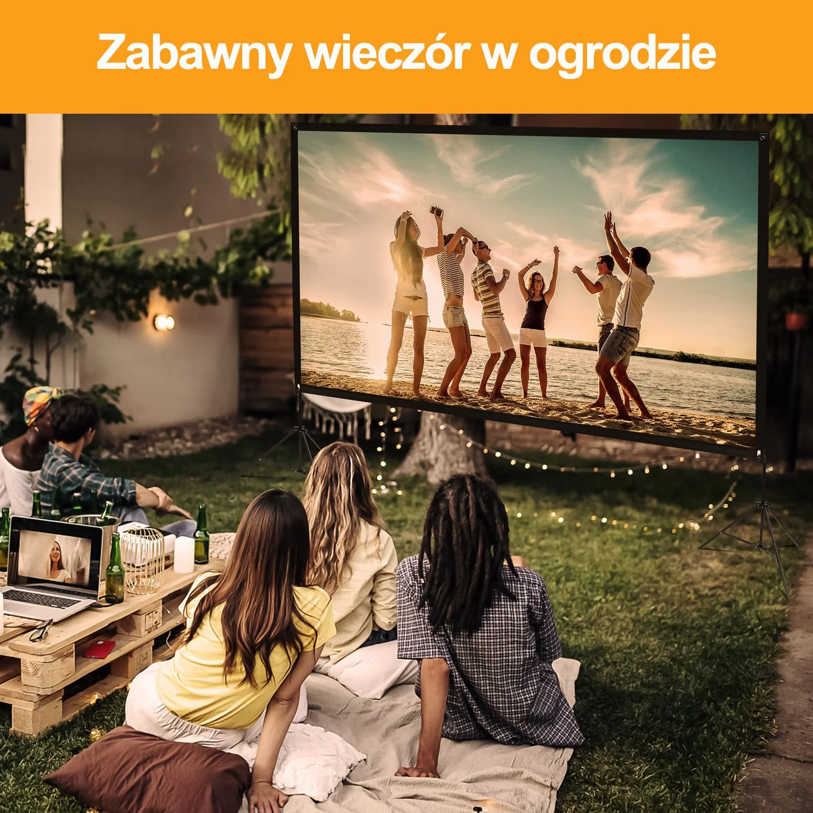 VISULAPEX 100" Ekran do wideoprojektora składany 4K HD 16:9 na stojaku z torbą