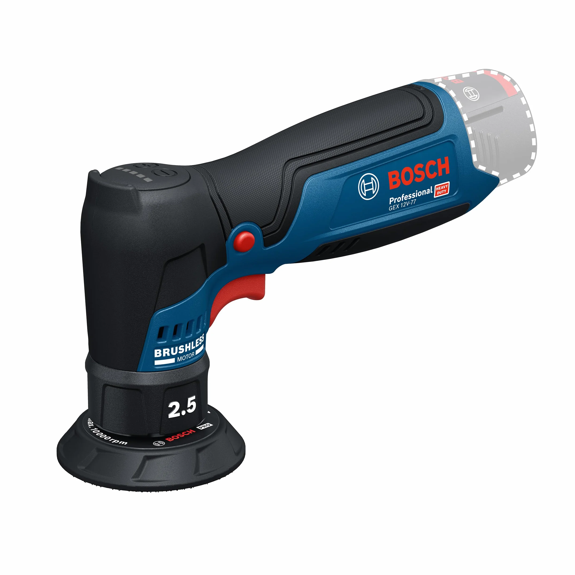 Bosch Professional 12V System Akumulatorowa szlifierka mimośrodowa GEX 12V-77 (zestaw: talerz oporowy 77 mm z mocowaniem na rzepy, klucz)