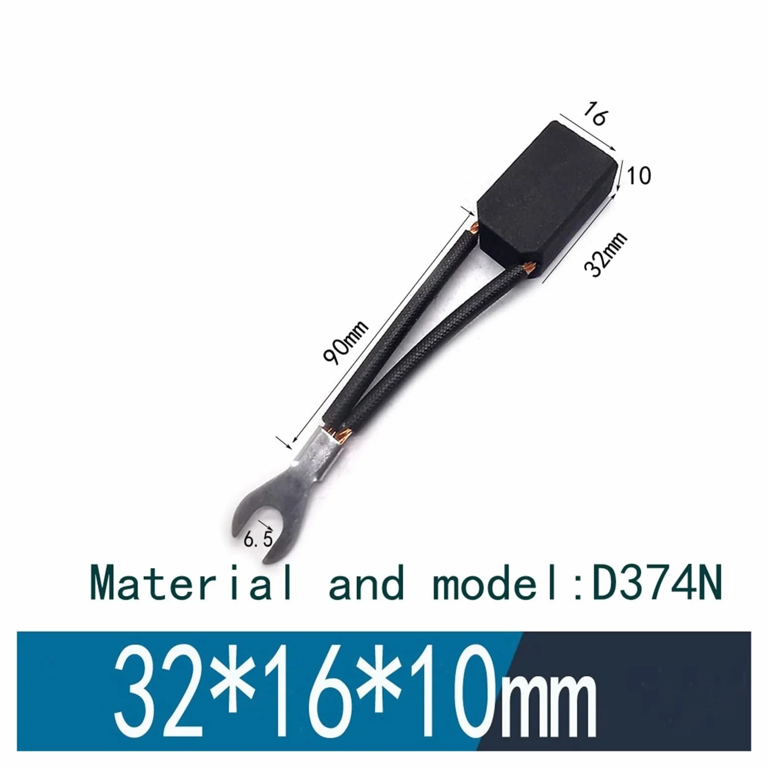10 sztuk szczotek węglowych D374N 10 12,5 16, 25, 32, 40 zapasowych szczotek węglowych do silnika (12,5 x 25 x 40 mm D374N)