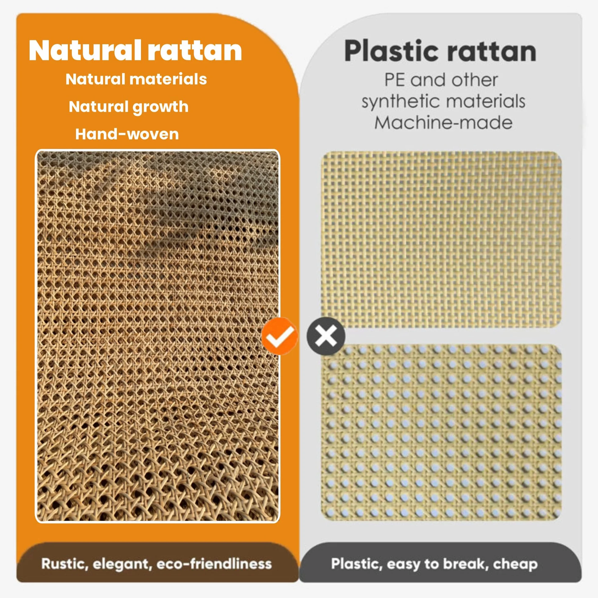 Naturalna kratka wiklinowa szerokość 80 cm na metry - rattanowa rolka 80 x 150 cm - duży rozmiar do mebli i tapicerki krzeseł