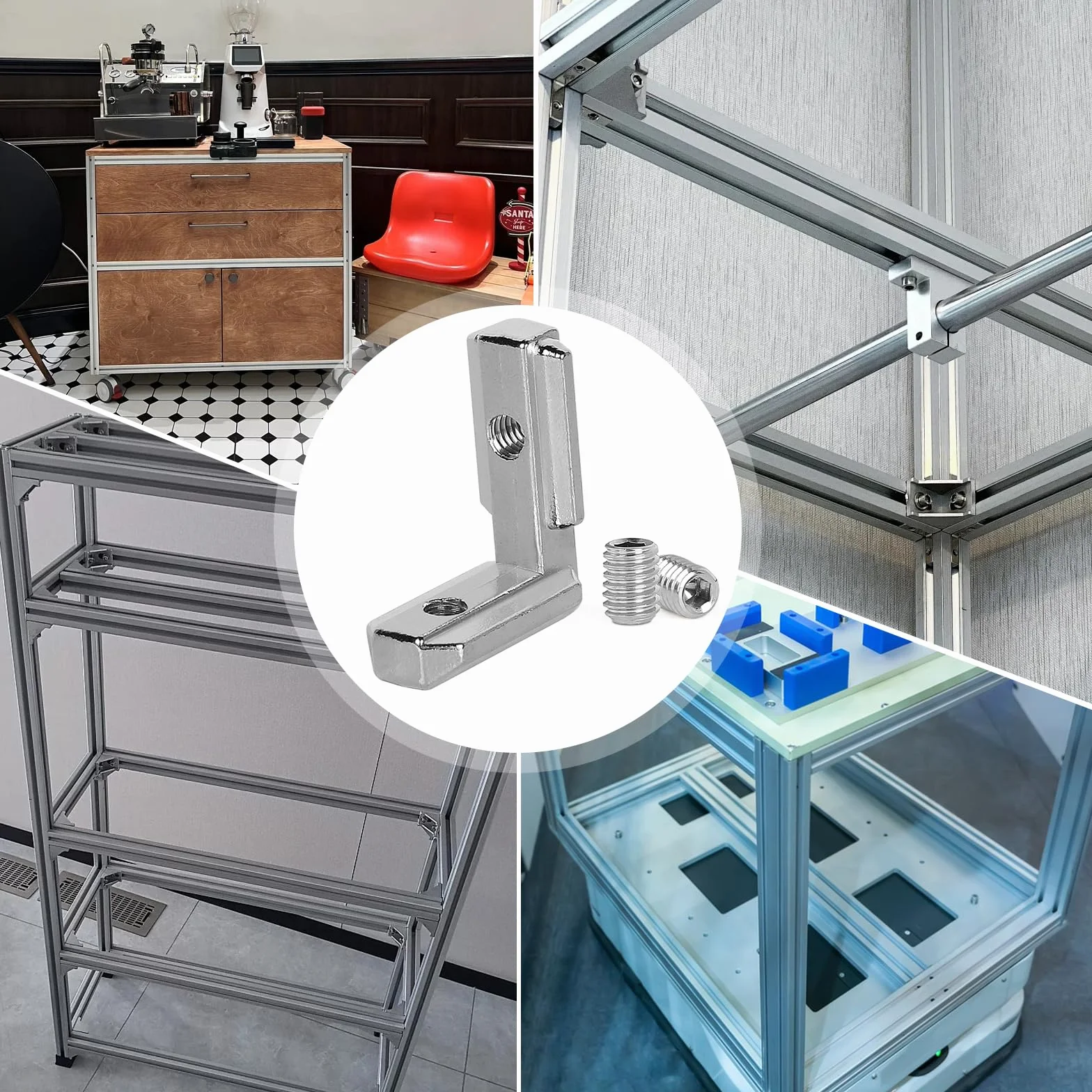 40 wsporników kątowych z rowkiem T Złącze kątowe 3030 Złącze kątowe ze stopu aluminium Uchwyt kątowy Standardowy aluminiowy profil europejski 80 śrub