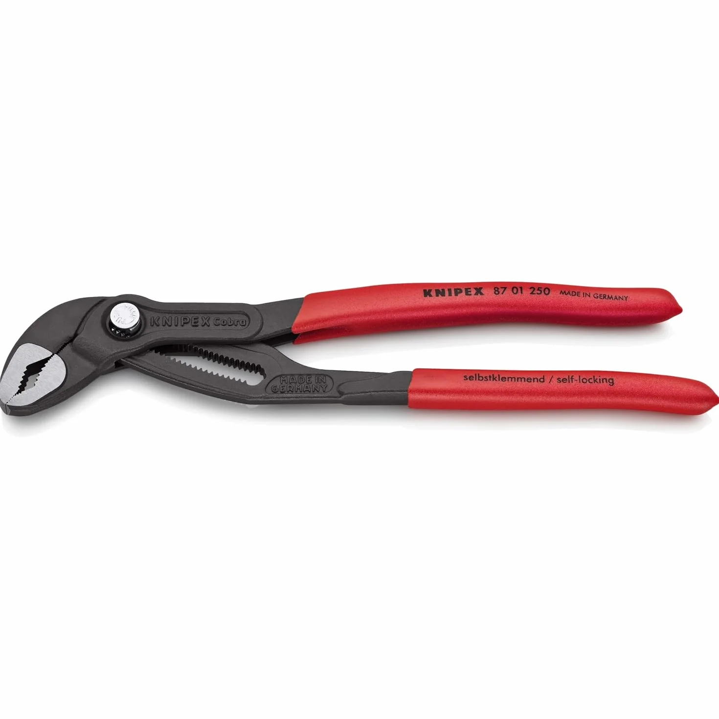 KNIPEX Cobra Szczypce nastawne do rur nowej generacji fosforanowana, szara pokryte antypoślizgowym tworzywem sztucznym 250 mm, 87 01 250