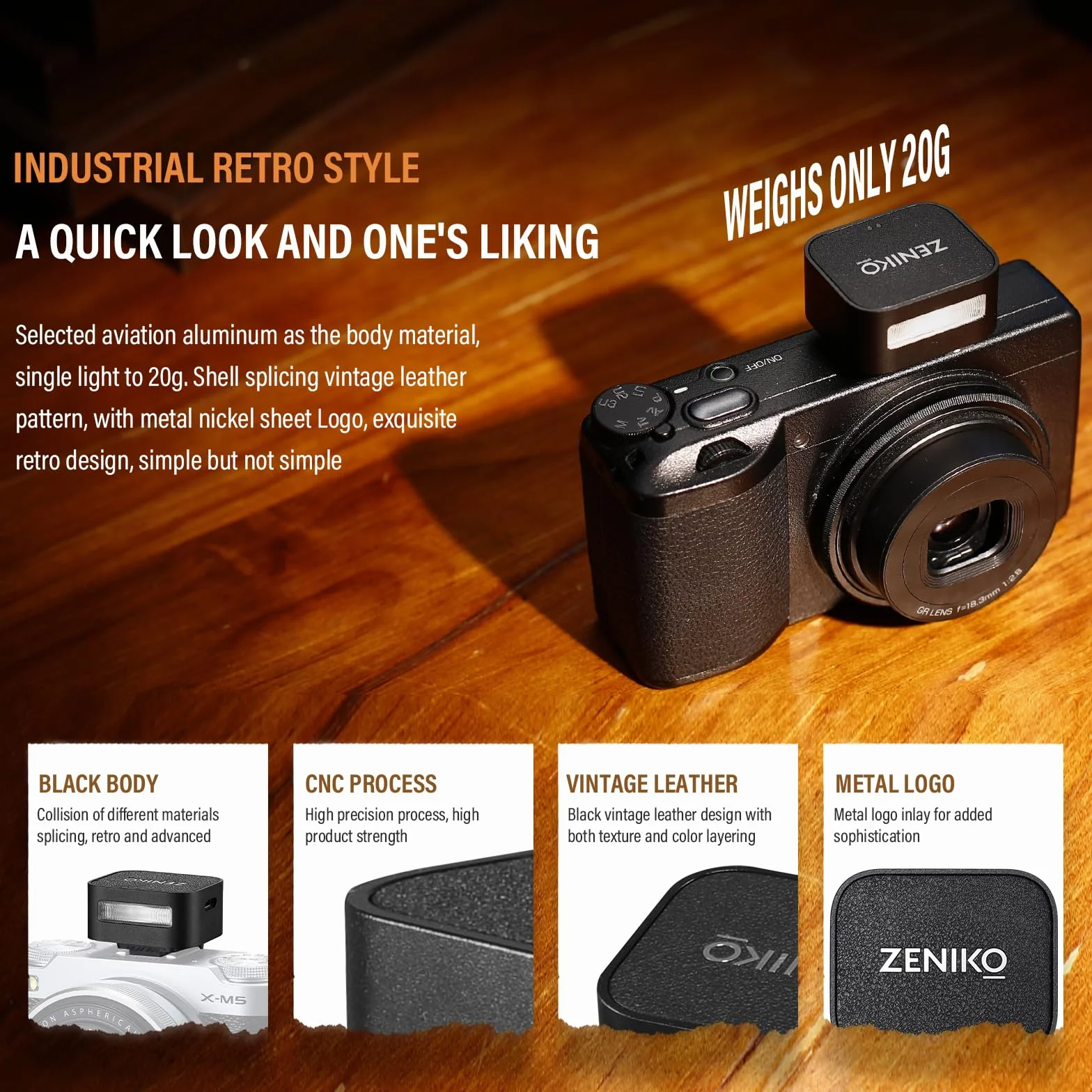 ZENIKO ZF04 Mini Speedlite Mini Flash Camera CCT 6500 k±200k 372 pełna moc błysk 2 poziomy mocy Kompatybilny z Canon Nikon Sony Fuji Olympus Panasonic(czarny)