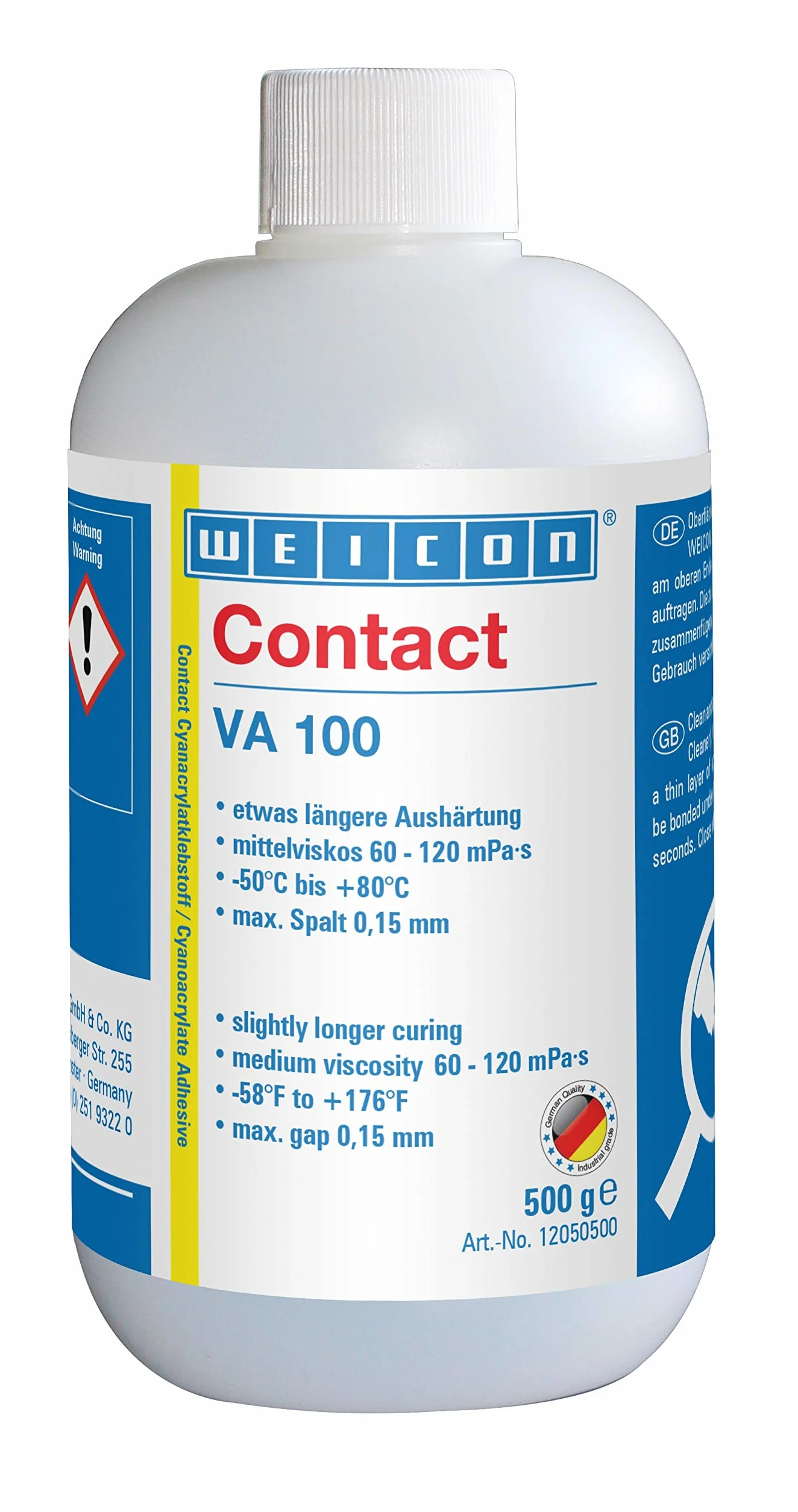 WEICON Contact VA 100 / klej cyjanoakrylowy/butelka 500 g/klej uniwersalny