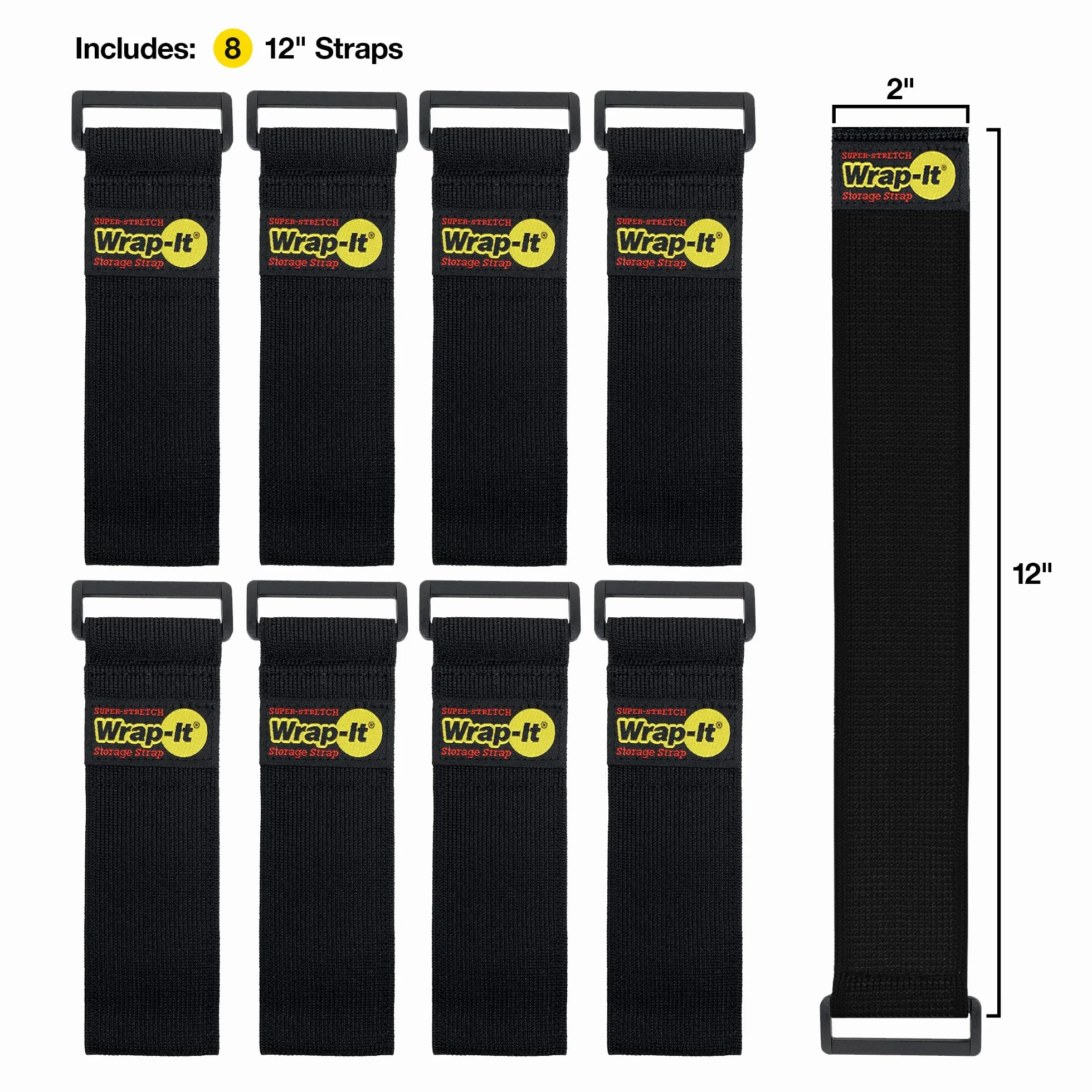 Wrap-It Storage Super rozciągliwa, 30,5 cm (8 sztuk) - elastyczne paski zaciskowe na rzep - organizer na przewód przedłużający, paski do węża i kabli, owijka na sznurek