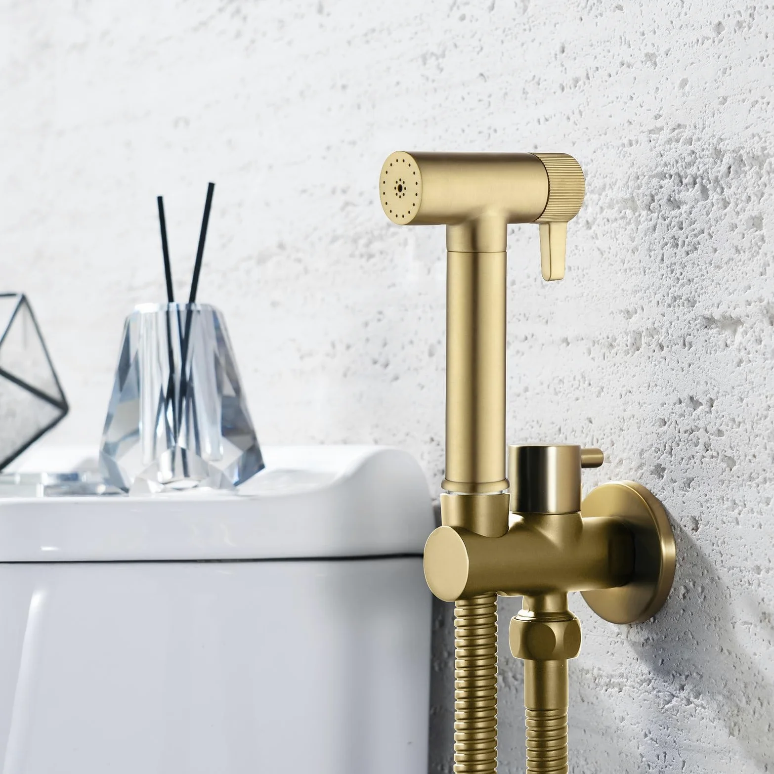Bidet prysznicowy, kran bidet z regulowanym ciśnieniem wody, przenośny kran do toalety zestaw prysznicowy z zaworem i wężem prysznicowym 1,2 m, prysznic bidet do toalety pełna toaleta