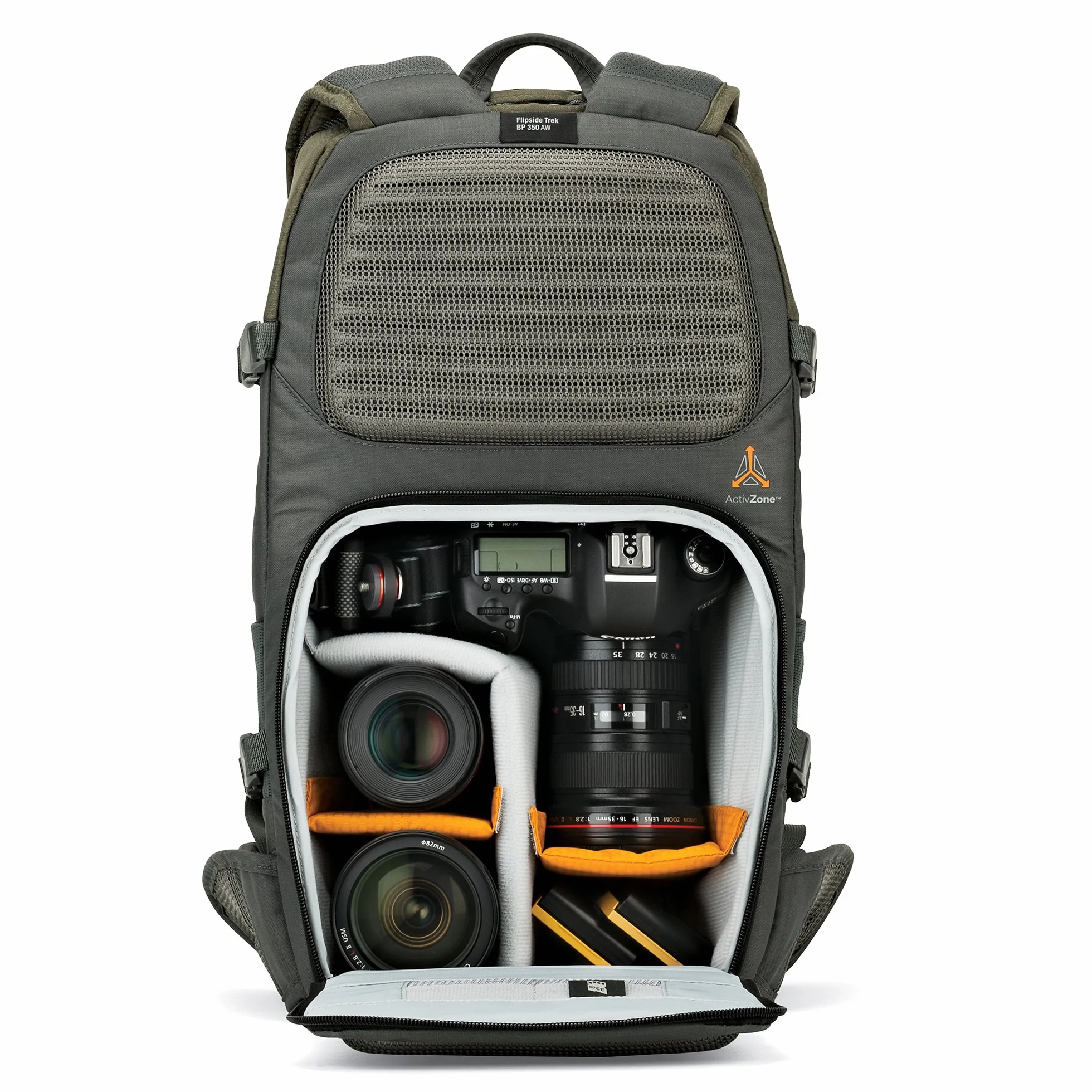 Lowepro Flipside Trek 350 AW plecak, na aparat fotograficzny, na lustrzankę cyfrową i wiele obiektywów, torba na tablet, akcesoria do aparatu, statyw, kolor szary