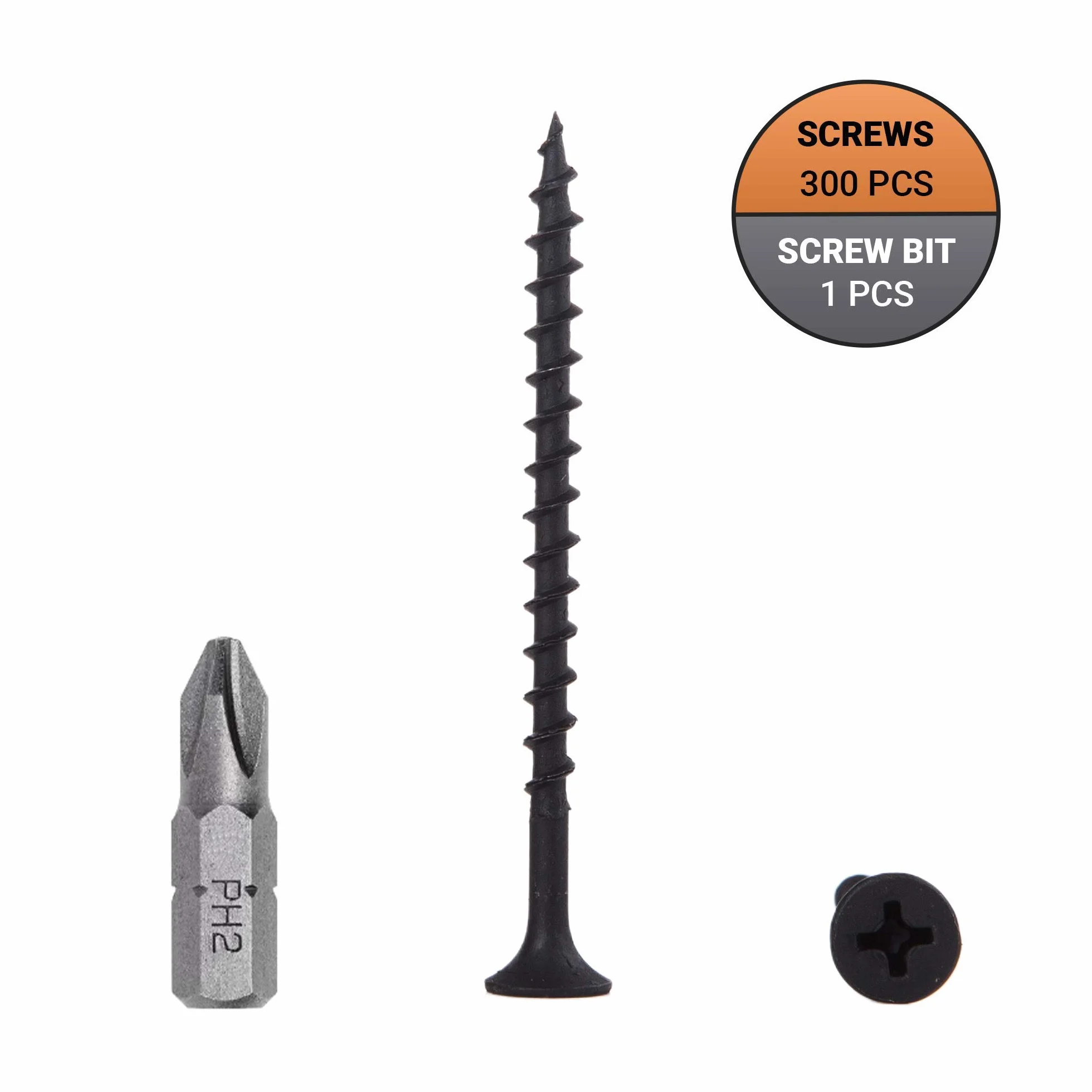 (300 sztuk) czarne fosforanowe wkręty ze stali węglowej 3,5 x 55 mm, śruby do drewna, głowica Philips Bugle, łączniki do płyt wiórowych (300, 3,5 x 55 mm)