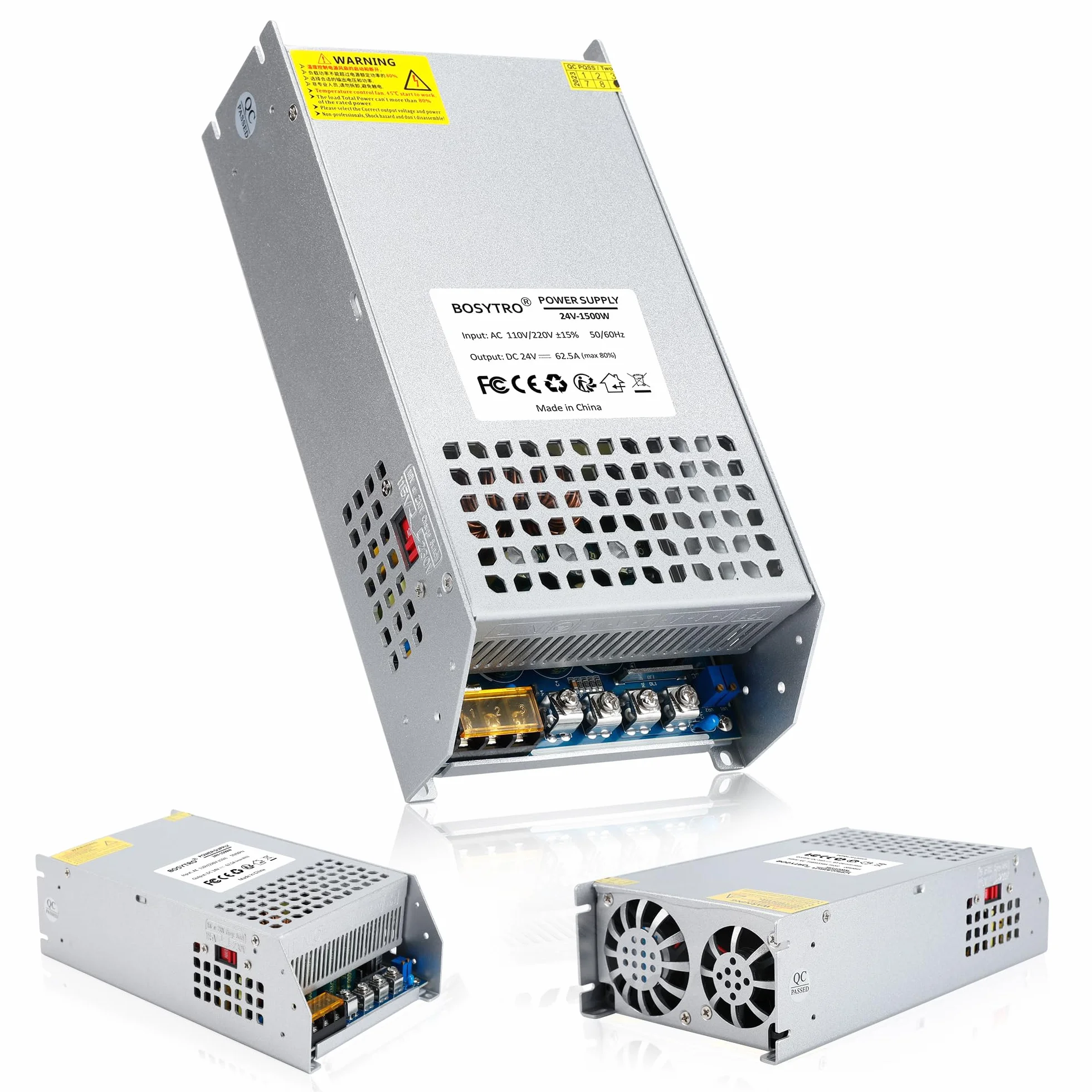 Zasilacz impulsowy 24V 62.5A 1500W Uniwersalny zasilacz impulsowy, AC110/220 -DC 24V Zasilacz LED do CCTV, taśm LED, przemysłowych projektów komputerowych