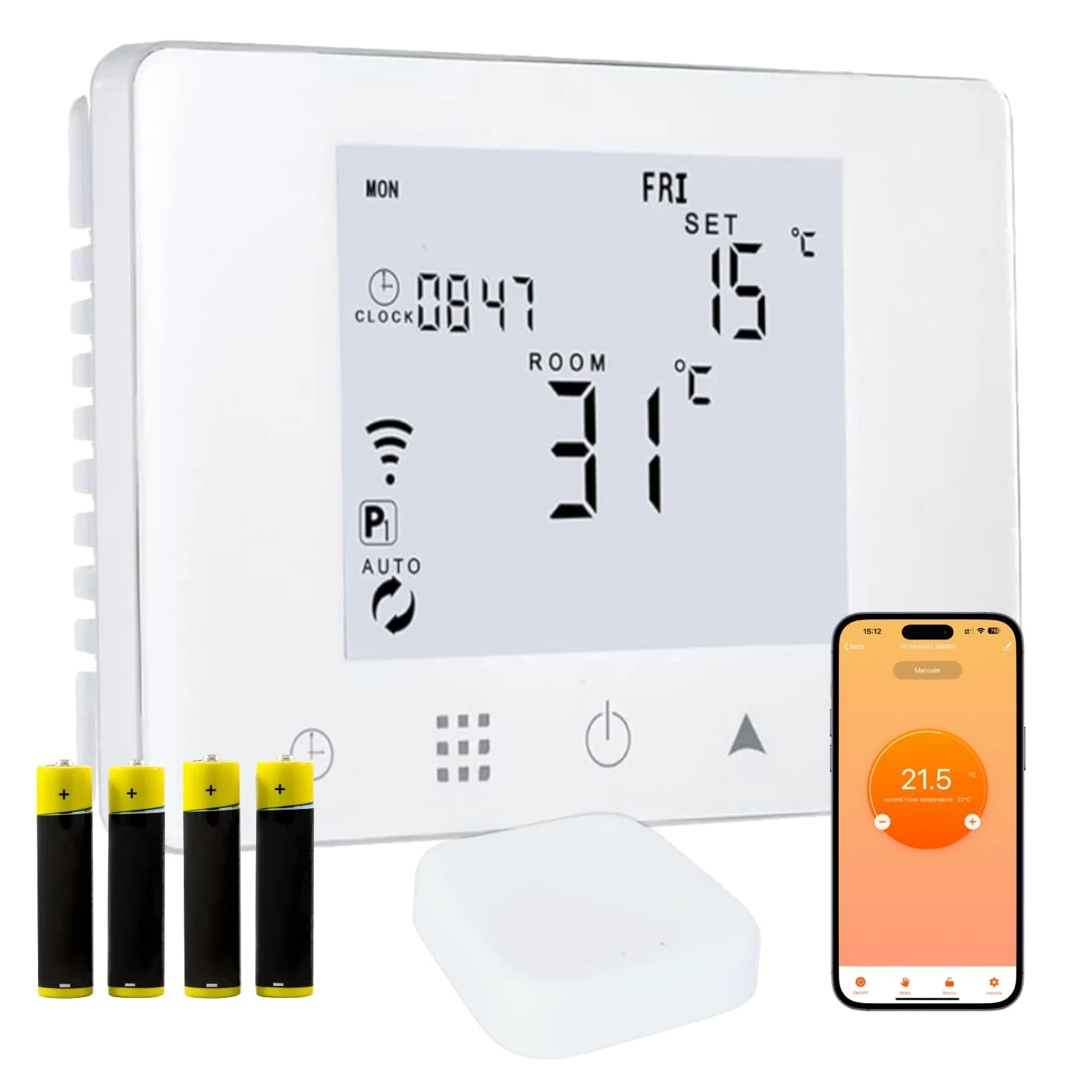 CRONOTERMOSTAT WIFI PROGRAMOWALNY APLIKAT APLIKACJI ALEXA TERMOSTATOWY KOCIENNY ŚCIENNY LUB BOX 503 wyświetlacz standardowy (EN)