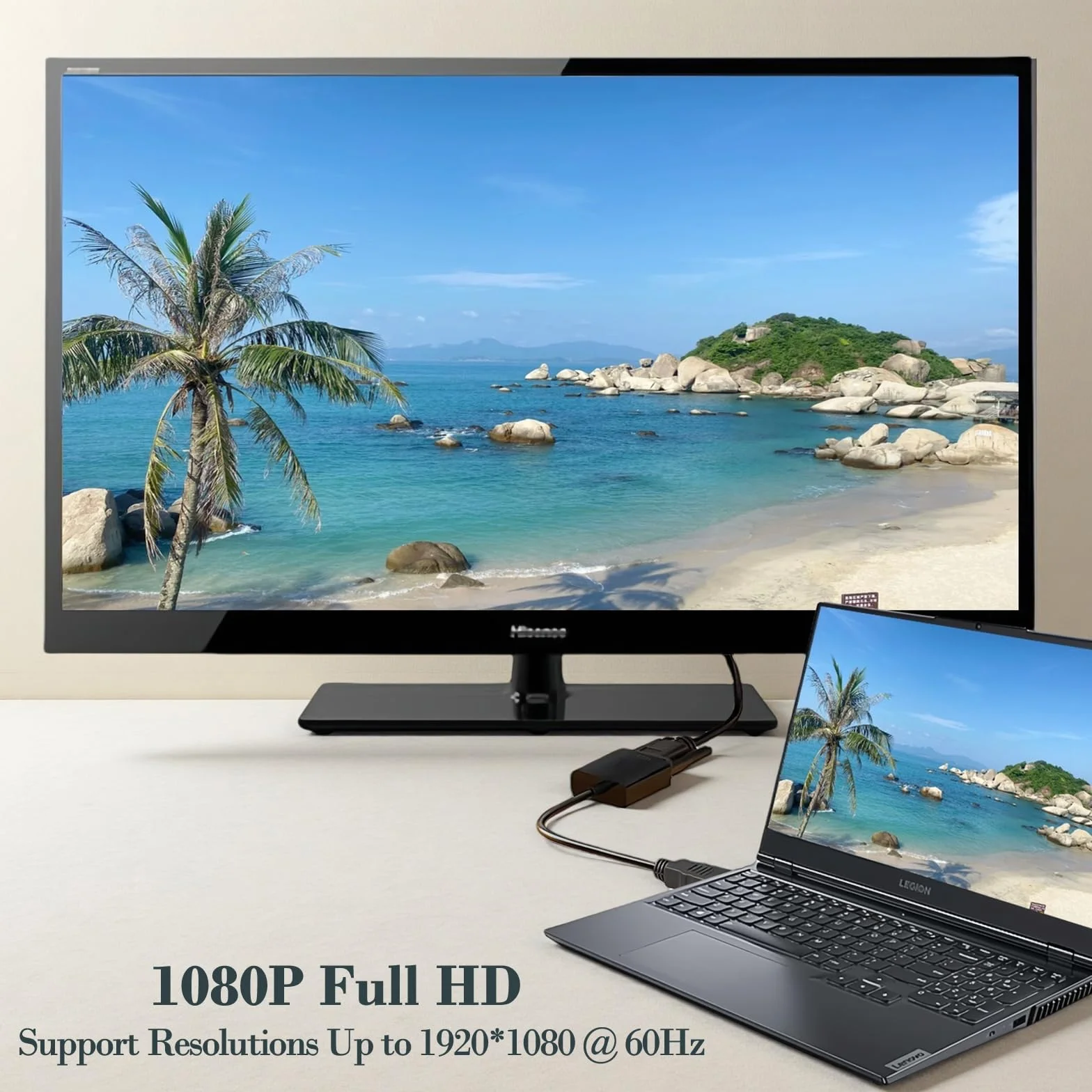 Przejściówka HDMI na VGA, konwerter jednokierunkowy do laptopa, monitora, projektora