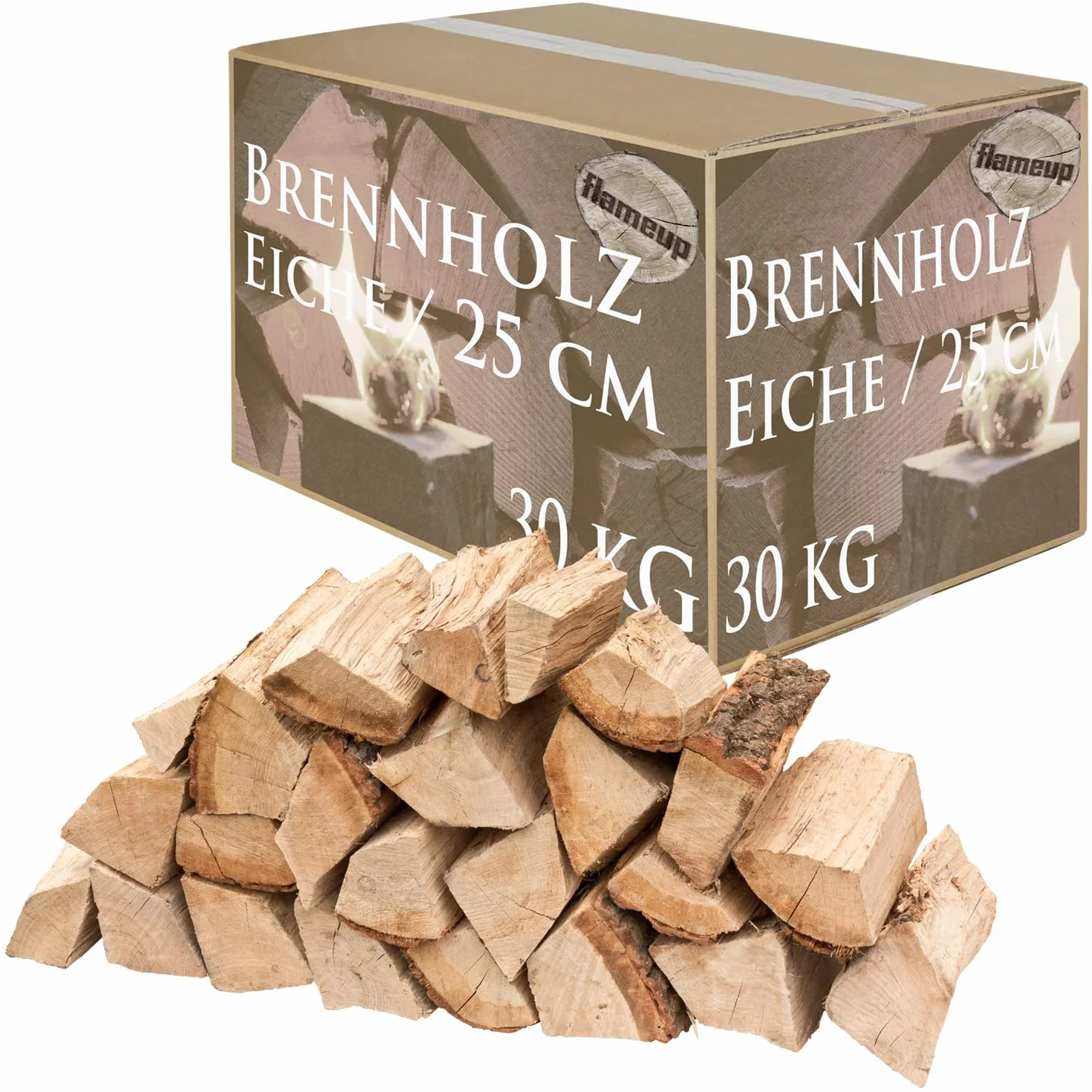 Drewno opałowe, drewno dębowe, 30 kg, do pieca, kominka, paleniska, grilla, drewno opałowe w szczapach, 25 cm, suszone komorowo, 30 kg