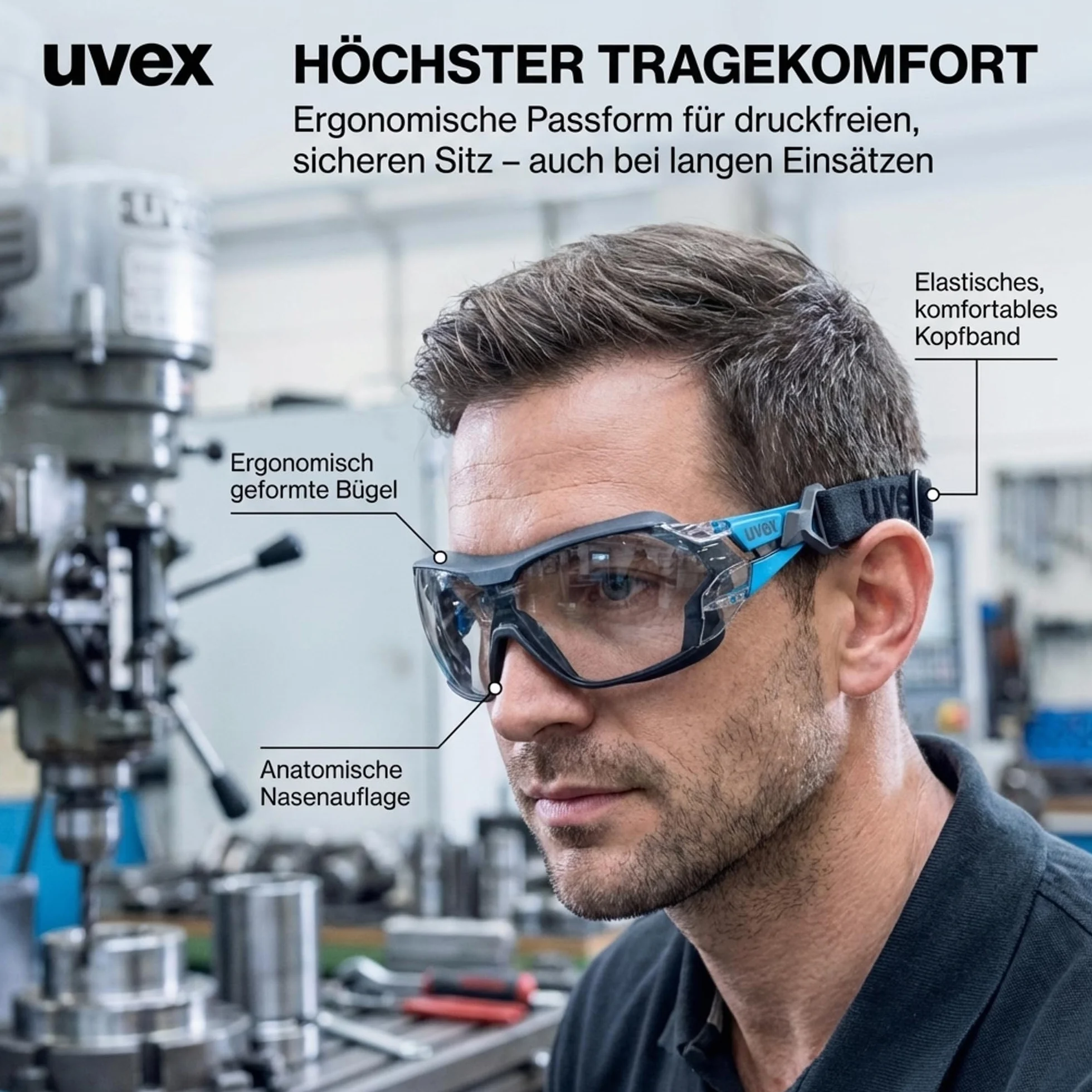 Uvex pheos nxt guard – okulary ochronne – okulary z pałąkiem ze 100% ochroną przed promieniowaniem UV – od wewnątrz zapobiegające zaparowaniu, na zewnątrz bardzo odporne na zarysowania i bez metalu