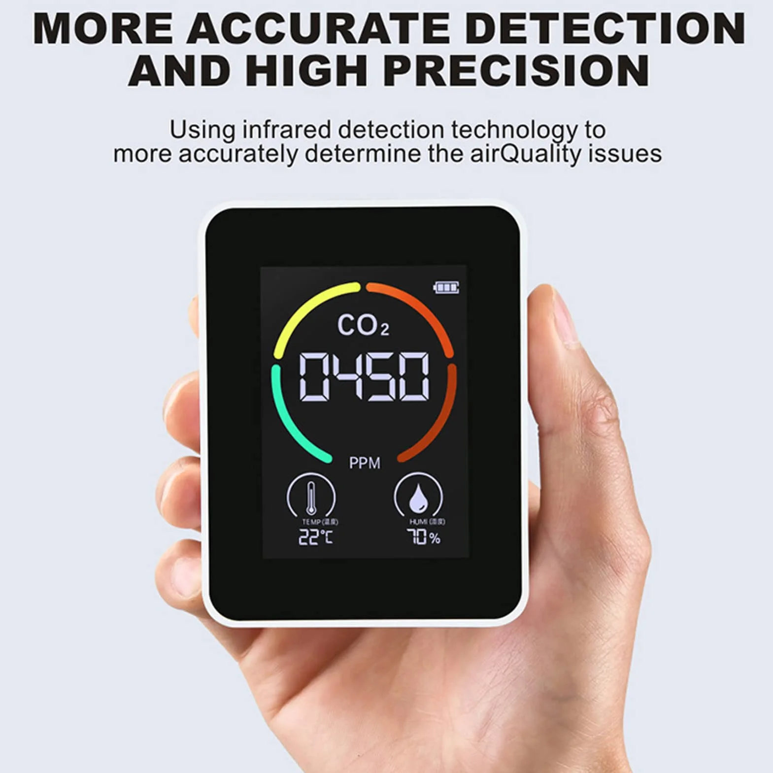 Detektor CO2 Monitor Jakości Powietrza z Czujnikiem TVOC, Monitor w Czasie Rzeczywistym, łatwy Odczyt, Szerokie Możliwości