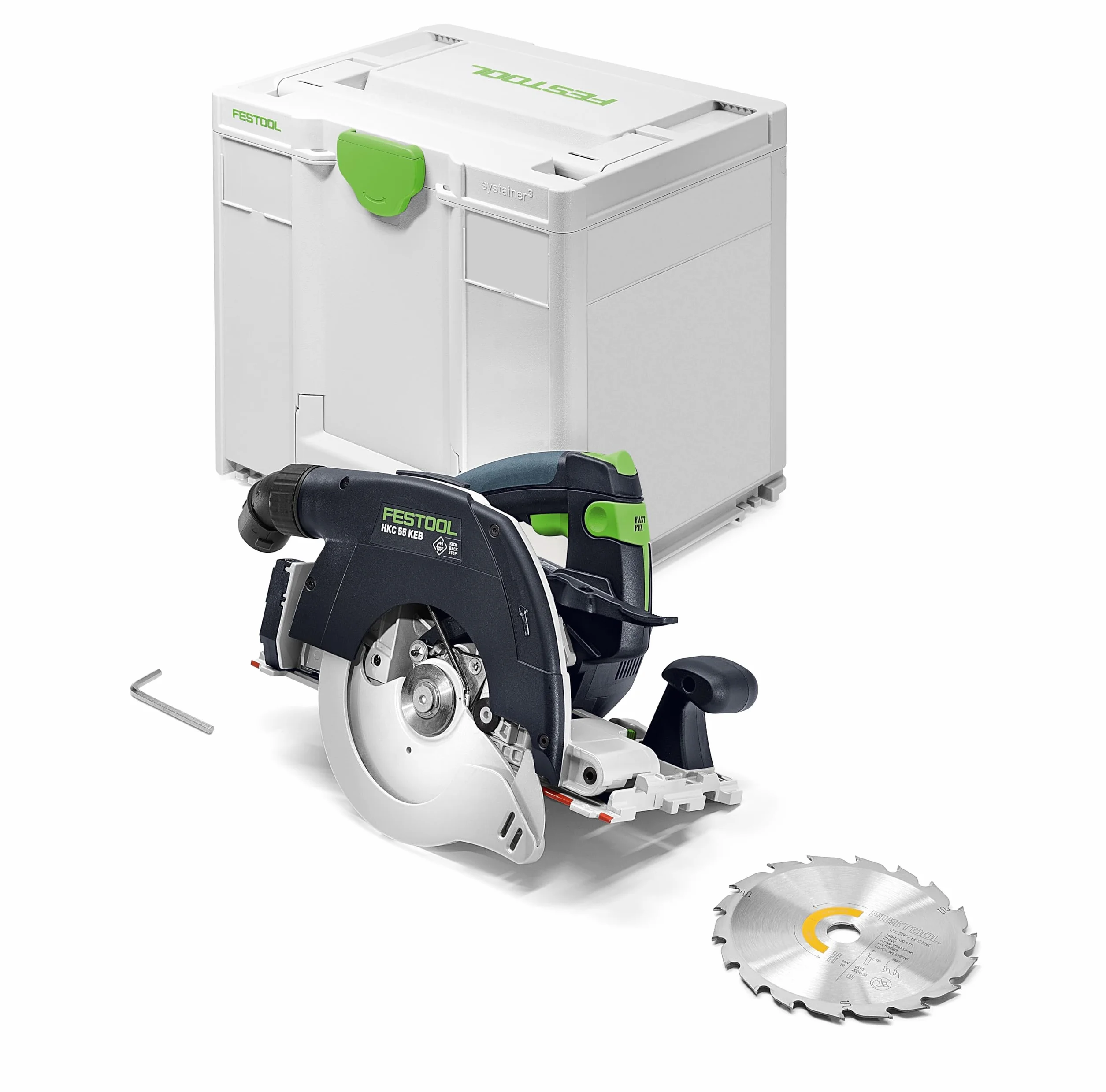 Festool Akumulatorowa ręczna piła tarczowa HKC 55 KEB-Basic – wydajna piła 18 V z KickbackStop, precyzyjna głębokość cięcia, mobilne cięcie do drewna, rzemieślników, na placu budowy
