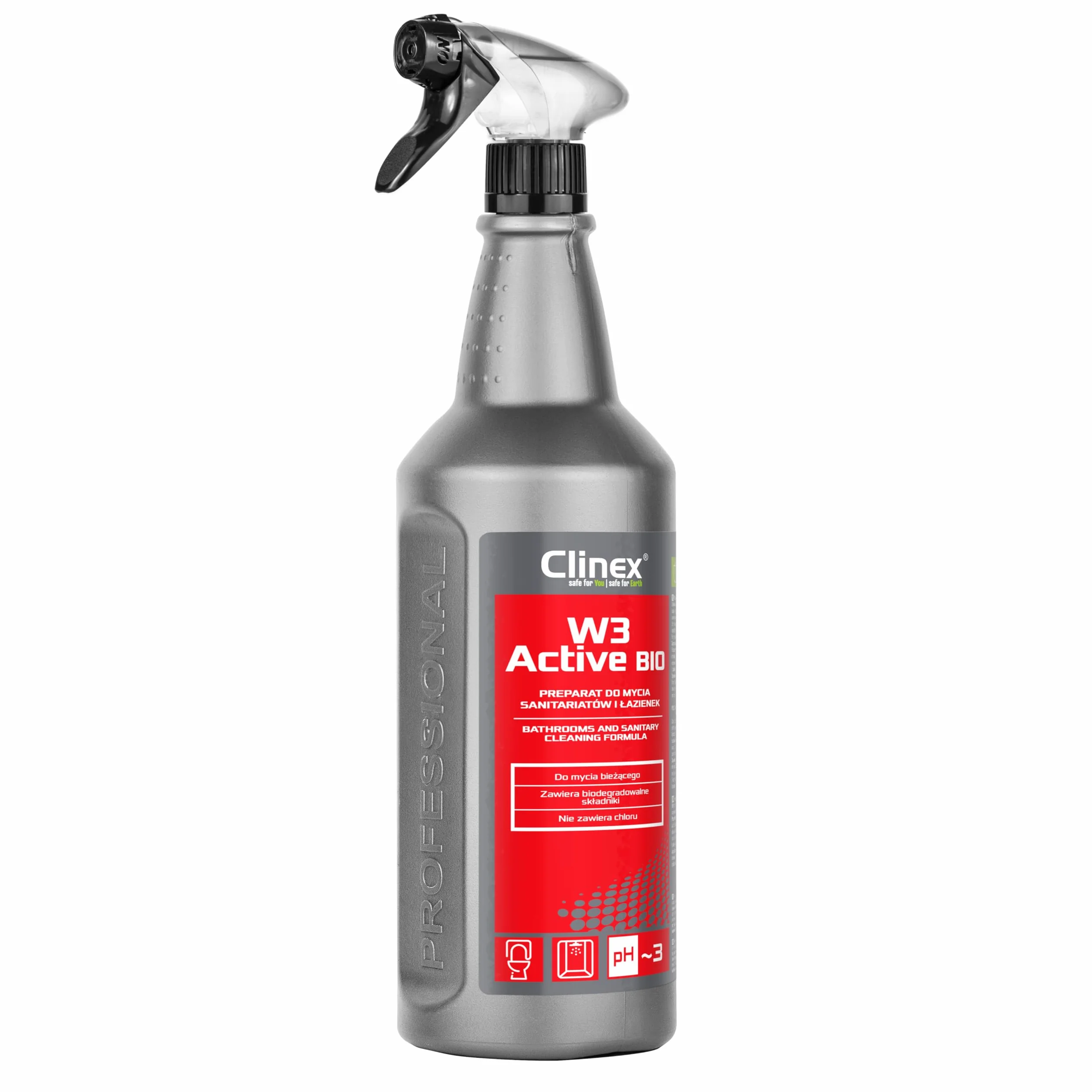 CLINEX W3 Active Bio ekologiczny uniwersalny środek czyszczący 1 l / ekologiczny odkamieniacz/czyszczenie do codziennego czyszczenia urządzeń sanitarnych/preparat czyszczący na bazie kwasu cytrynowego