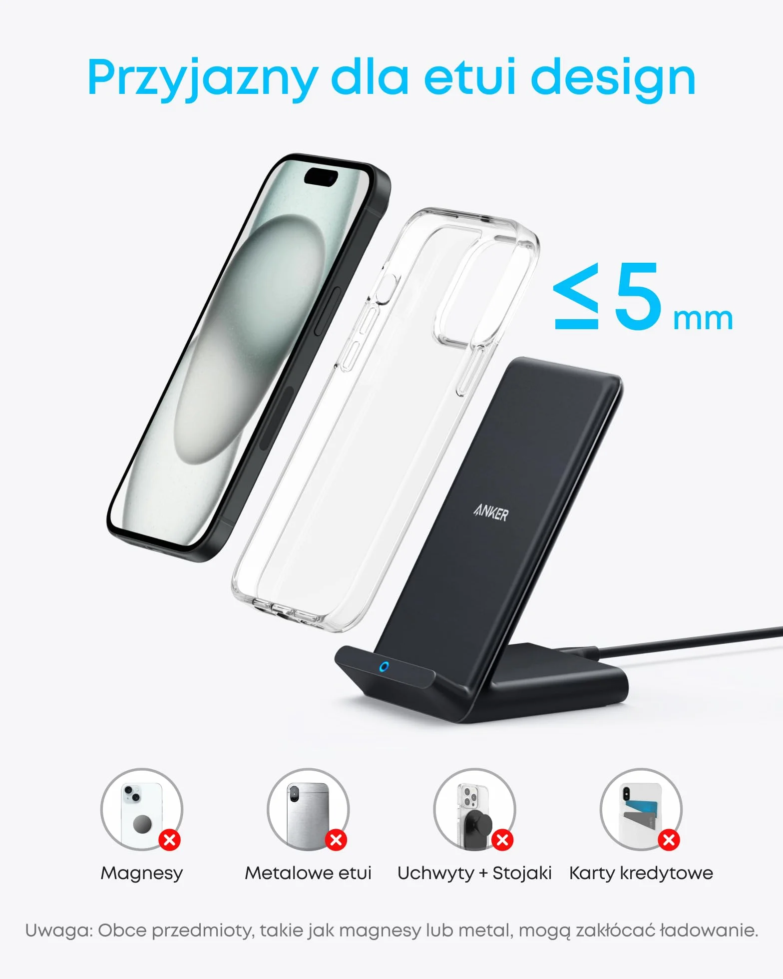 Anker PowerWave bezprzewodowa ładowarka stojąca 10 W Qi
