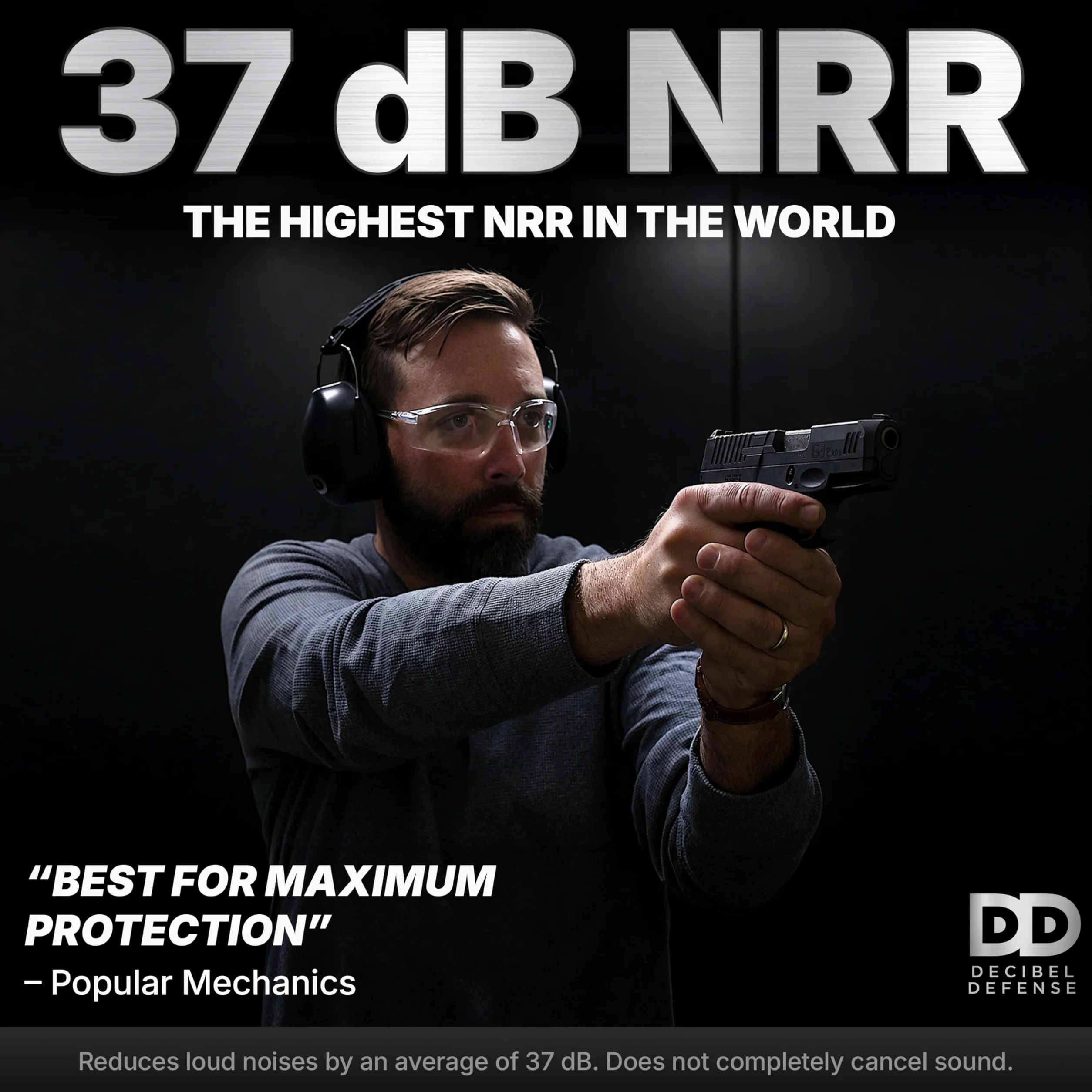 DECIBEL DEFENSE Profesjonalne nauszniki ochronne 37dB NRR - NAJWYŻSZEJ Oceniana i NAJWYGODNIA ochrona uszu, żółte, regularne