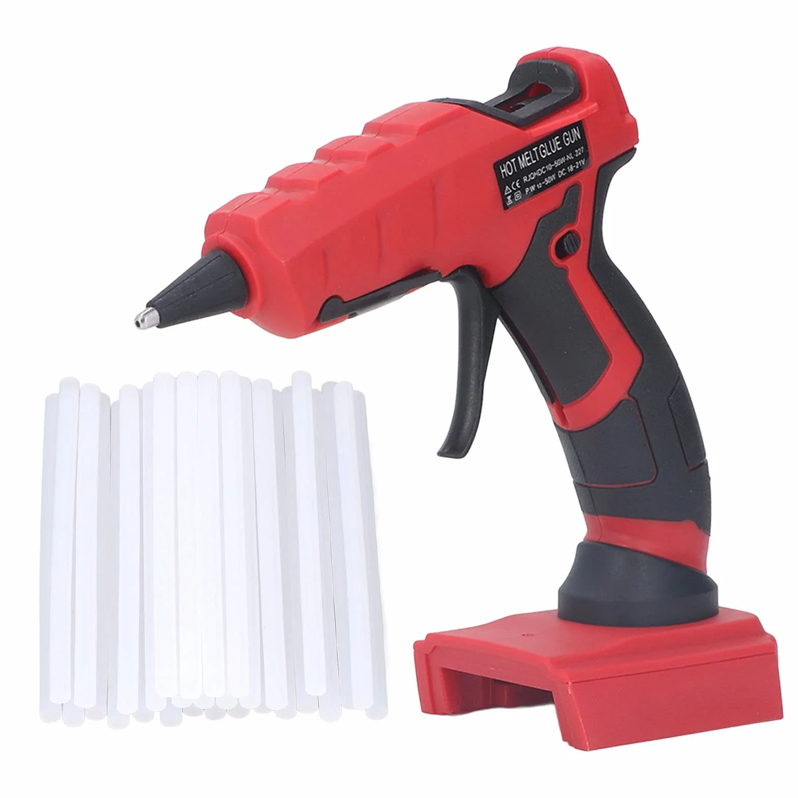 Do montażu i naprawy: bezprzewodowy pistolet do klejenia na gorąco z 30 sztyftami kleju, pistolet do klejenia na gorąco o mocy 50 W, wyposażony w ceramiczny element grzejny PTC i