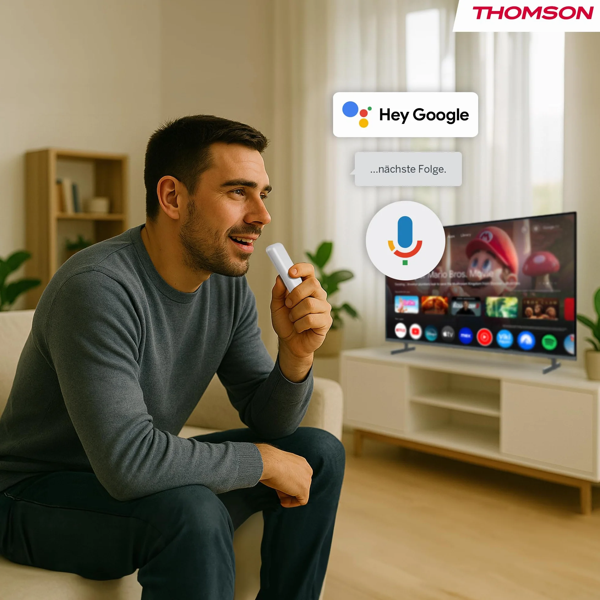 Thomson Go Cast 152 Przystawka Streamingowa 4K UHD Google TV, Sterowanie Głosowe, Dolby Atmos, HDR10, 32 GB