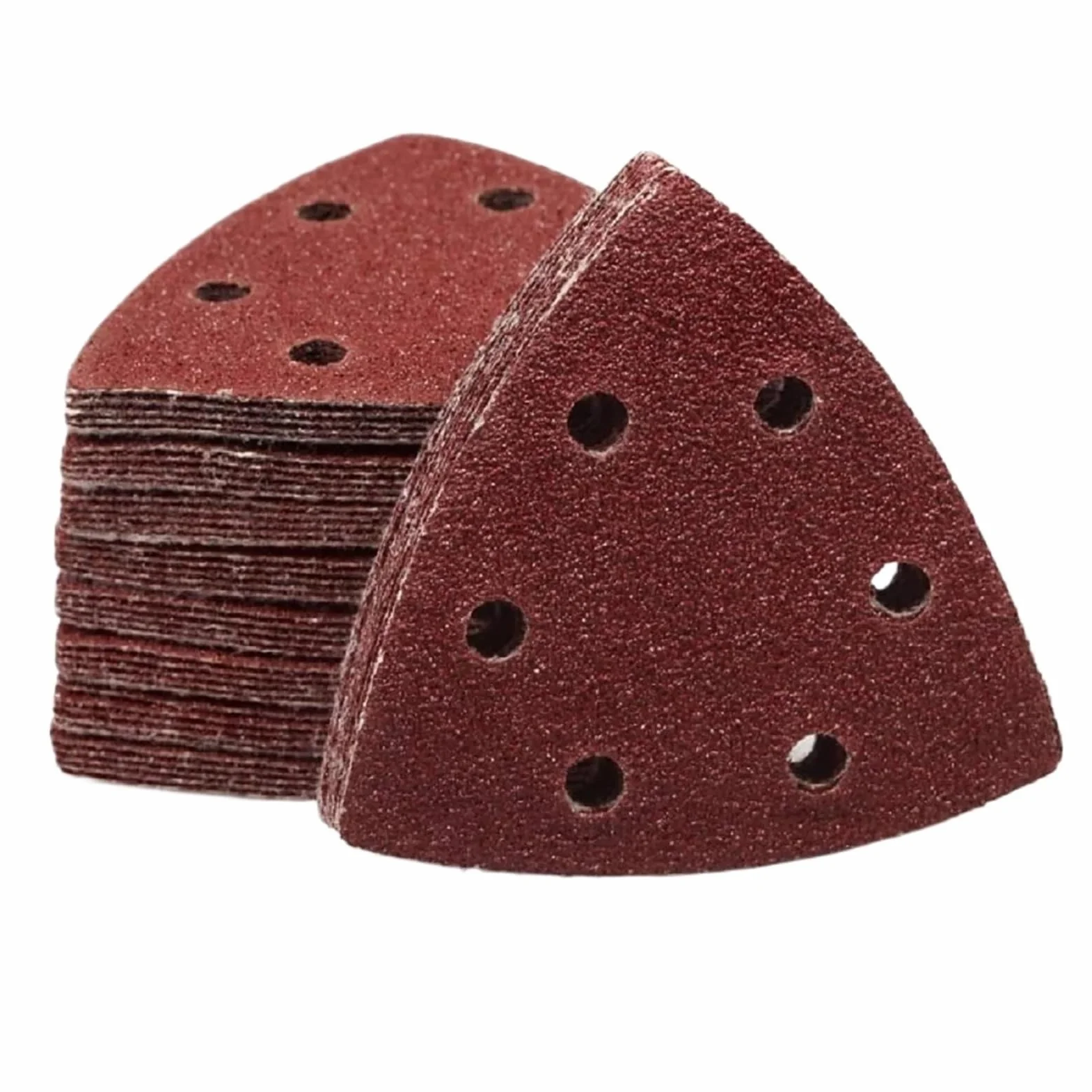 10 szt. trójkątnych tarcz ściernych 40-1000, 90 mm, z 6 otworami do oscylacyjnego narzędzia wielofunkcyjnego – idealne do drewna i metalu(120Grit)