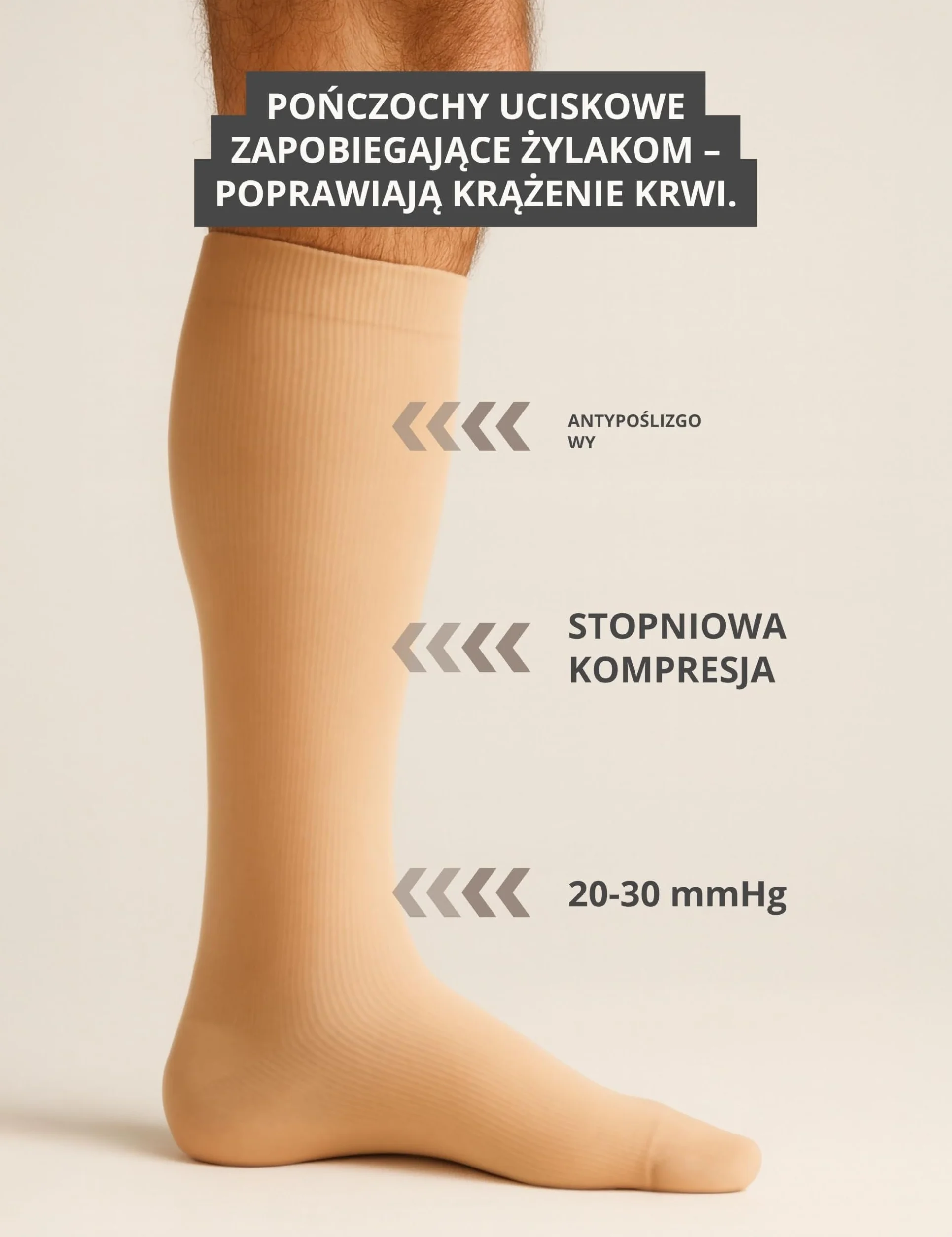 Basic Treasure 2 pary pończoch uciskowych dla kobiet i mężczyzn – pończochy podtrzymujące do lotów, podróży i na co dzień