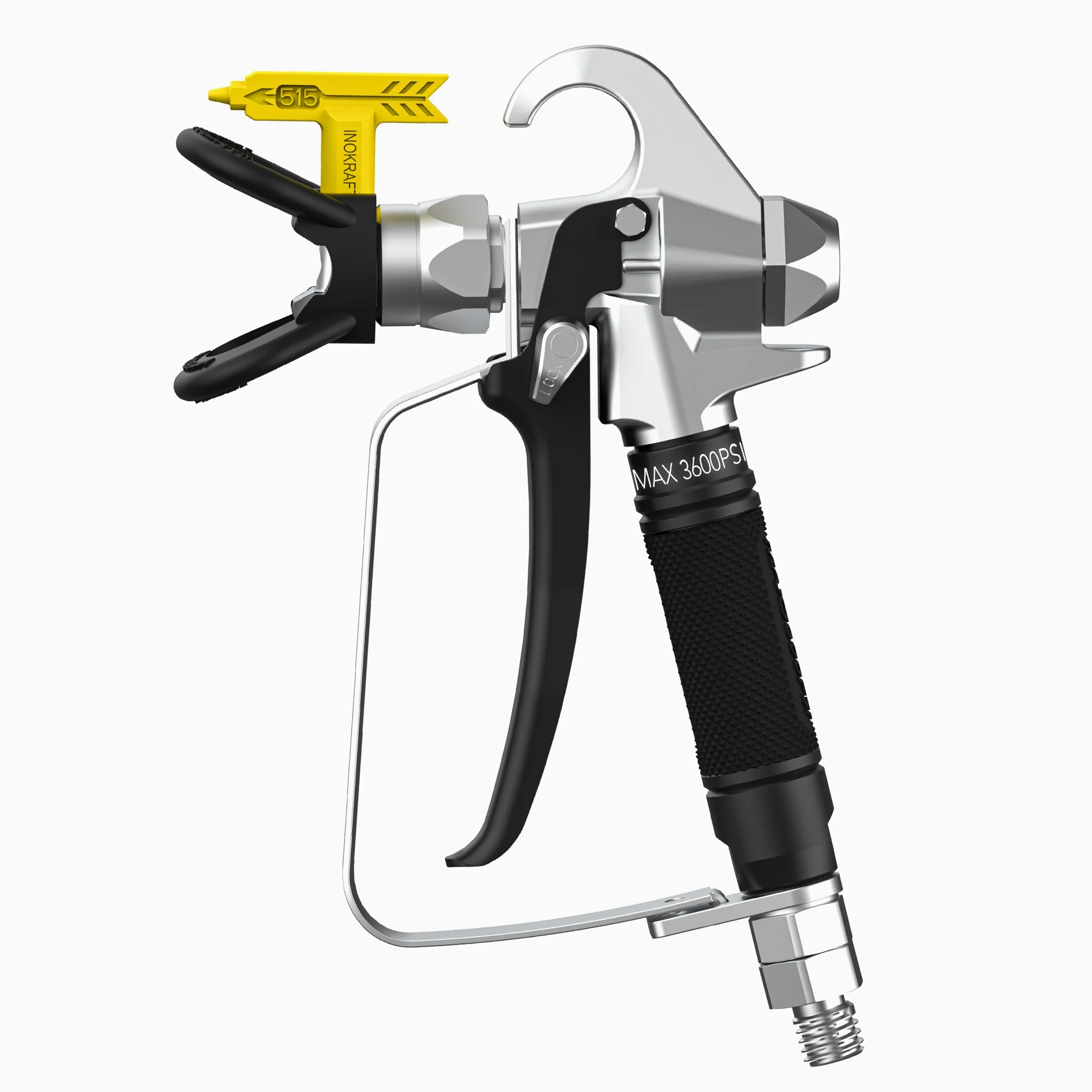 InoKraft Airless Pistolet natryskowy wysokociśnieniowy 3600 PSI z odwracalną końcówką dyszy 515 do farb zewnętrznych/podkładu, z przegubem obrotowym do Airless agregatów malarskich M1 i M3, akcesoria