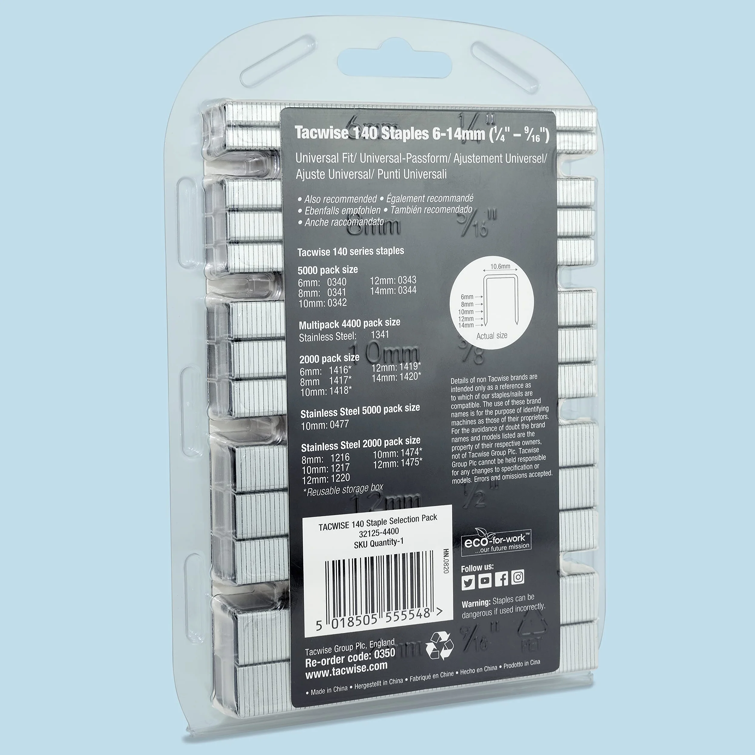 Tacwise 0350 Selection zestaw zszywek ocynkowanych typu 140/6-14 mm, 4400 sztuk, srebrne