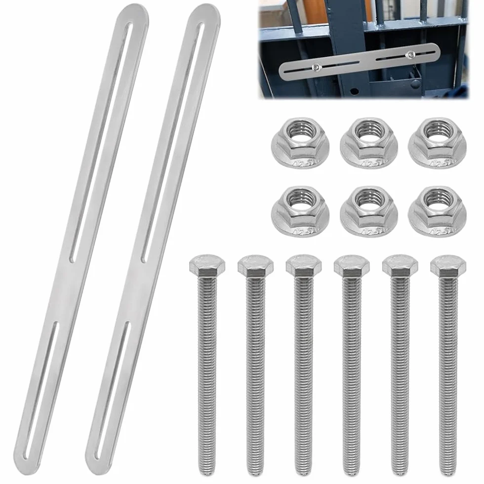 2 szt. Zestaw mocujący do skrzynki na listy 280 x 24 mm płaski perforowany wspornik ze stali nierdzewnej z 6 śrubami i nakrętkami do stałych skrzynek pocztowych i konserwacji mebli (srebrny)