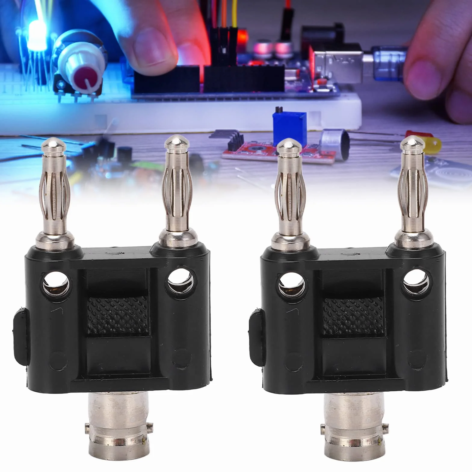 Adapter Bananowy BNC żeński 4mm na Dwurzędowy Wtyk Bananowy do Sygnałów Audio i Wideo