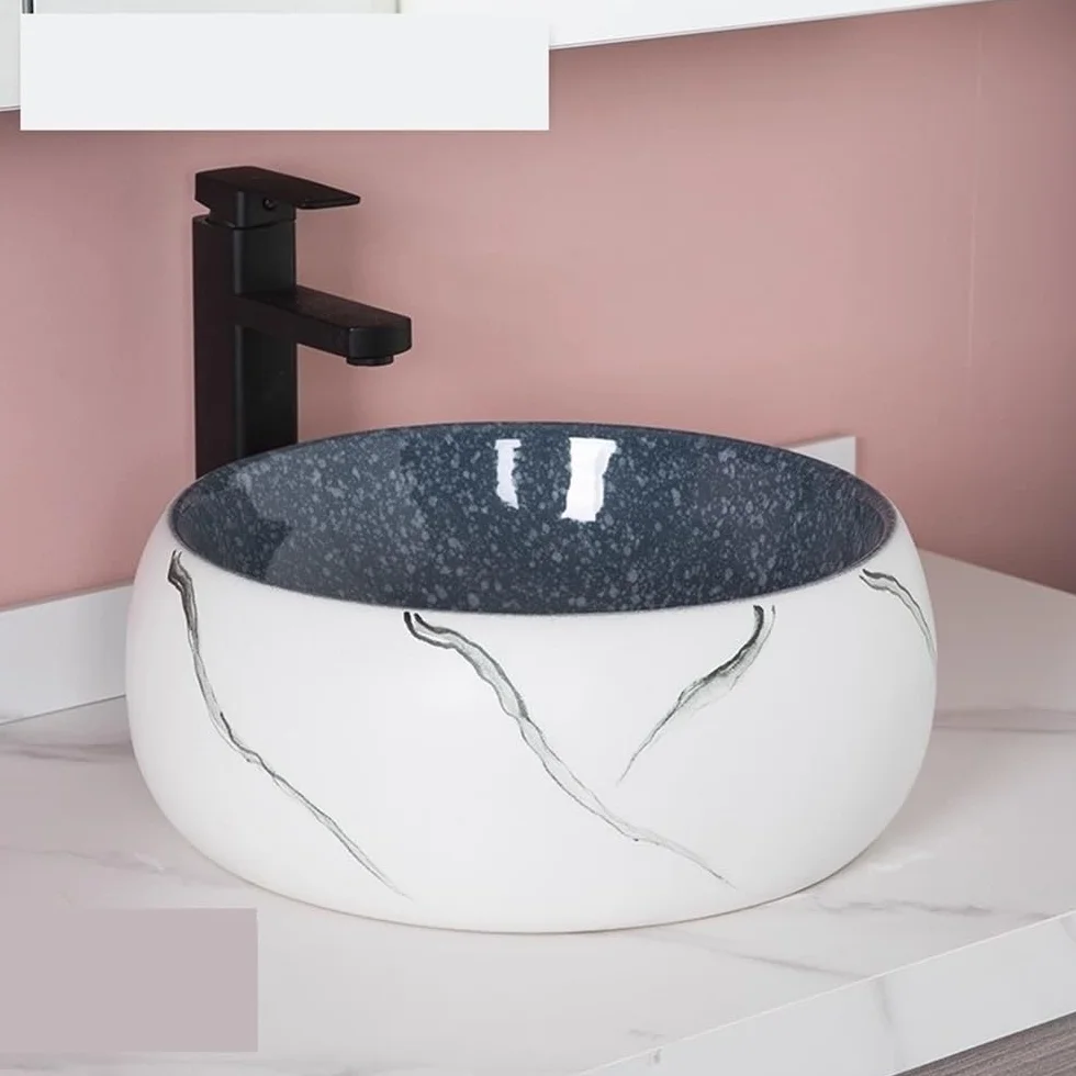 Zlewozmywak naczyniowy Umywalka łazienkowa nablatowa Wykwintna, pogrubiona ceramiczna umywalka