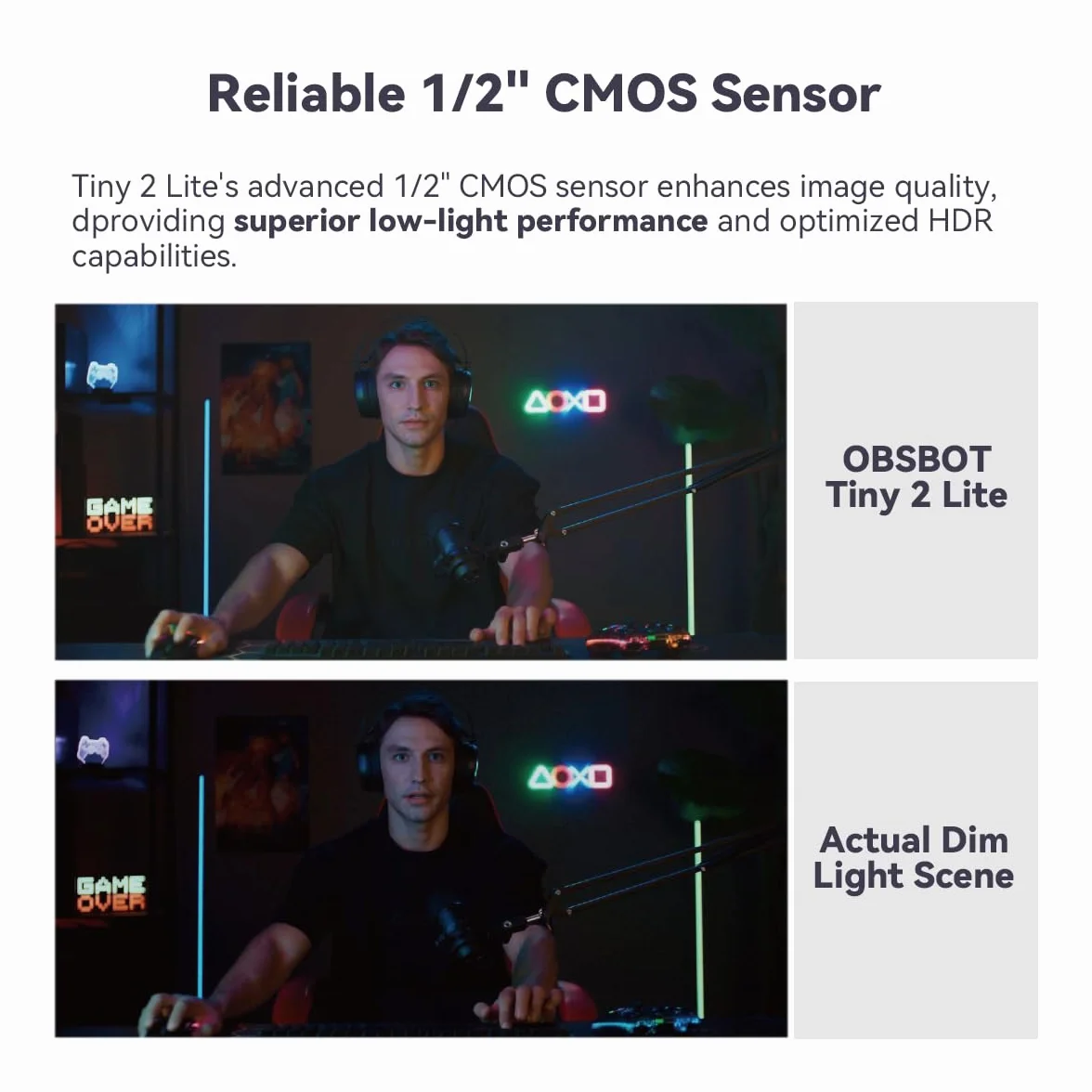 OBSBOT Tiny 2 Lite kamera internetowa PTZ 4K 1080P HDR AI śledząca mikros redukcją szumów statyw